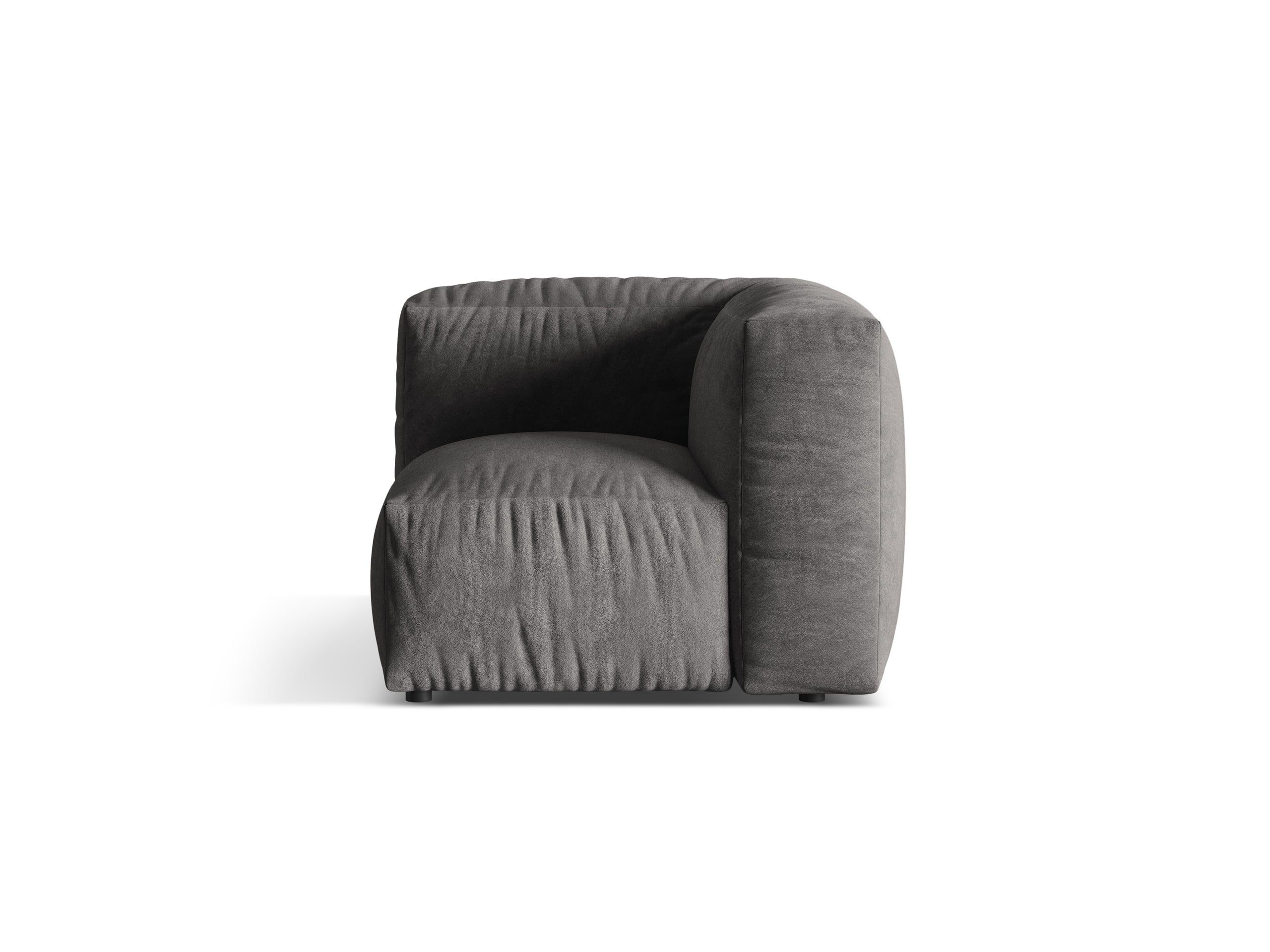 Micadoni Martina rohový modul sedačky - Zamat Vogue (Vog15) - Sivá - Nohy: Čierny plast - Variant 68 cm
