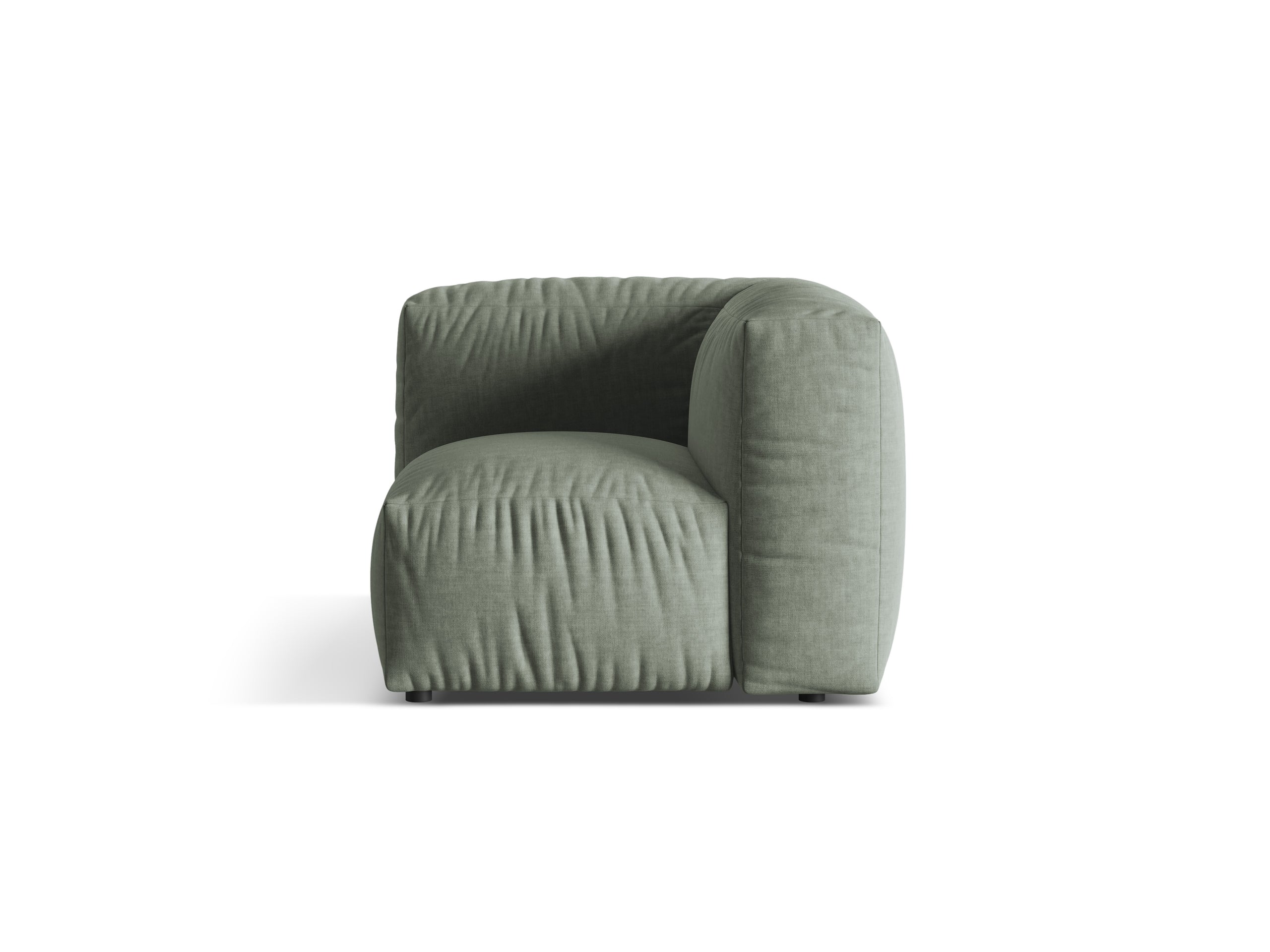 Micadoni Martina rohový modul sedačky - Štrukturovaná látka Boston (Bowagreen) - Machovozelená - Nohy: Čierny plast - Variant 68 cm