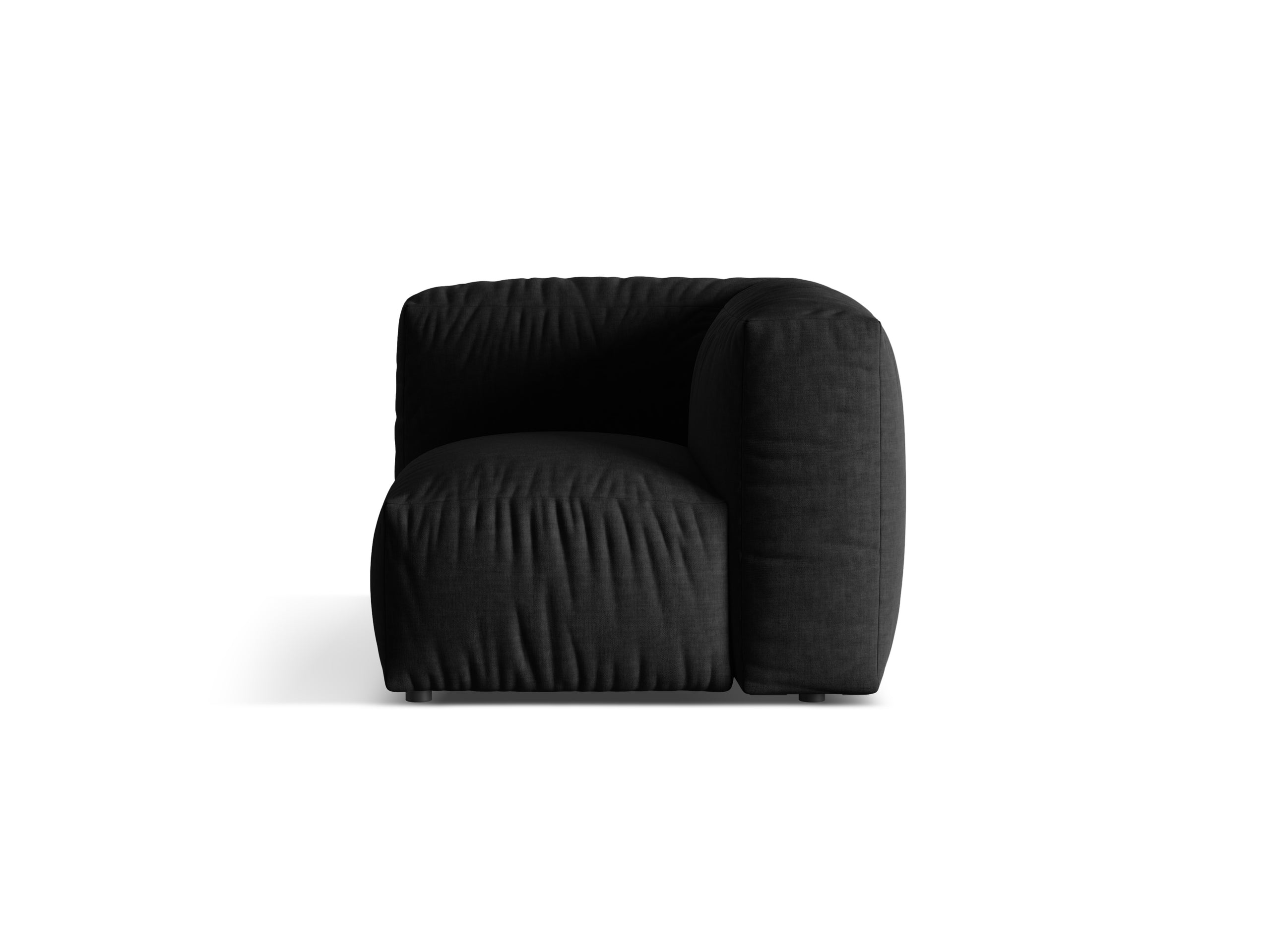 Micadoni Martina rohový modul sedačky - Štrukturovaná látka Boston (Boblack) - Čierna - Nohy: Čierny plast - Variant 68 cm