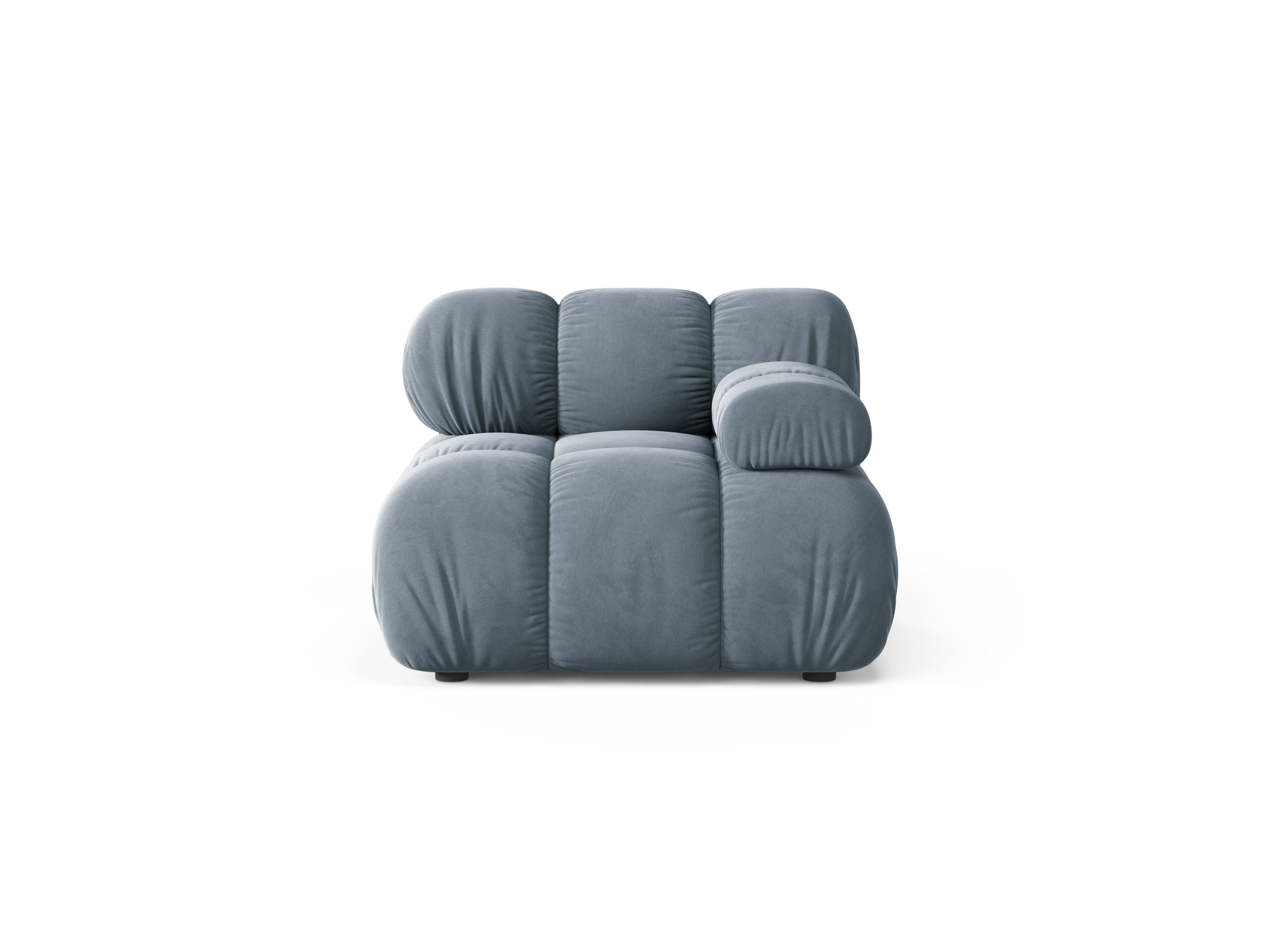 Micadoni Bellis modul sedačky s podrúčkou 94 × 94 cm - Zamat Bluvel (Blu06) - Svetlomodrá - Pravé prevedenie