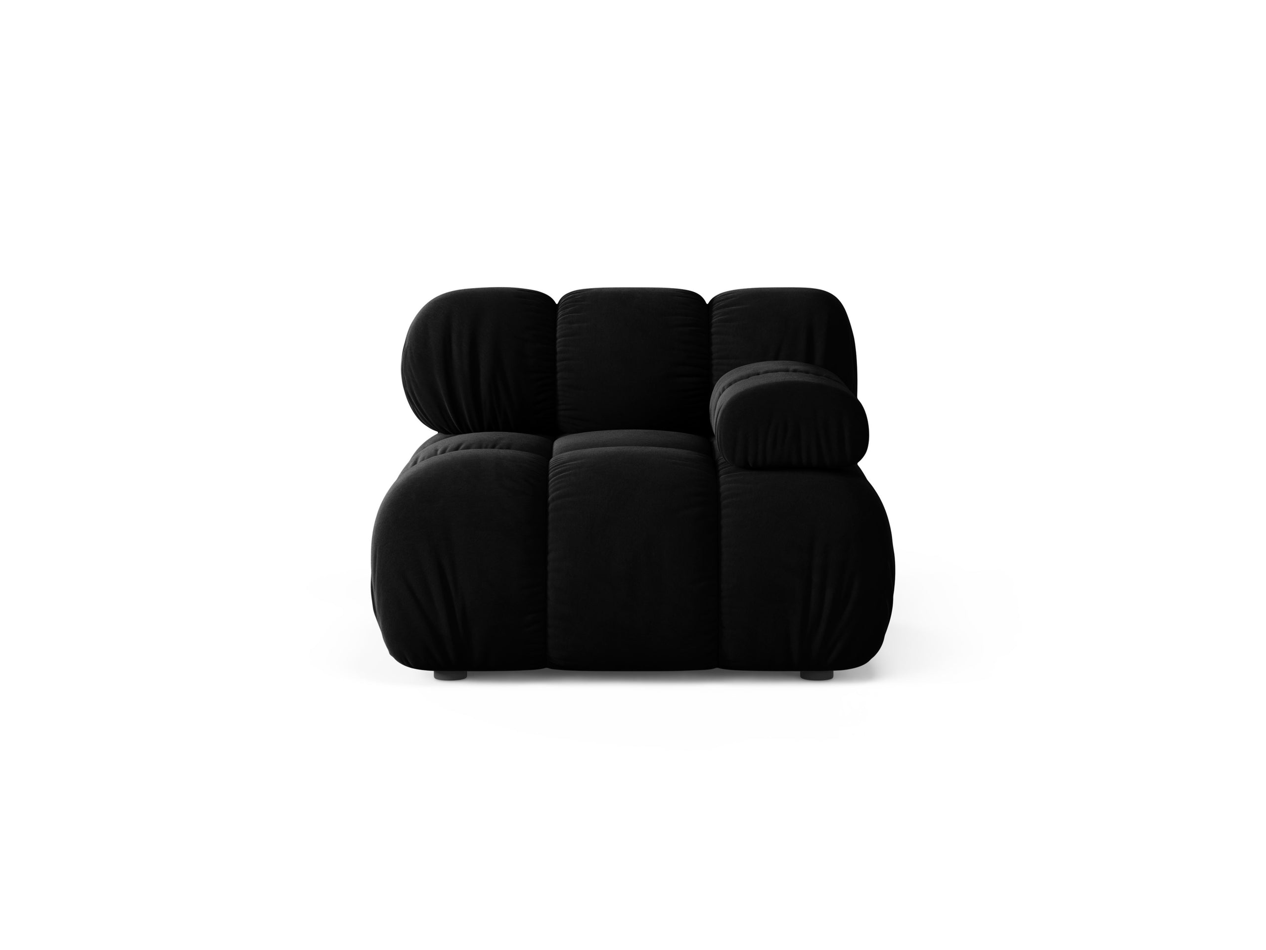 Micadoni Bellis modul sedačky s podrúčkou 94 × 94 cm - Zamat Venus (Ven2923) - Čierna - Pravé prevedenie