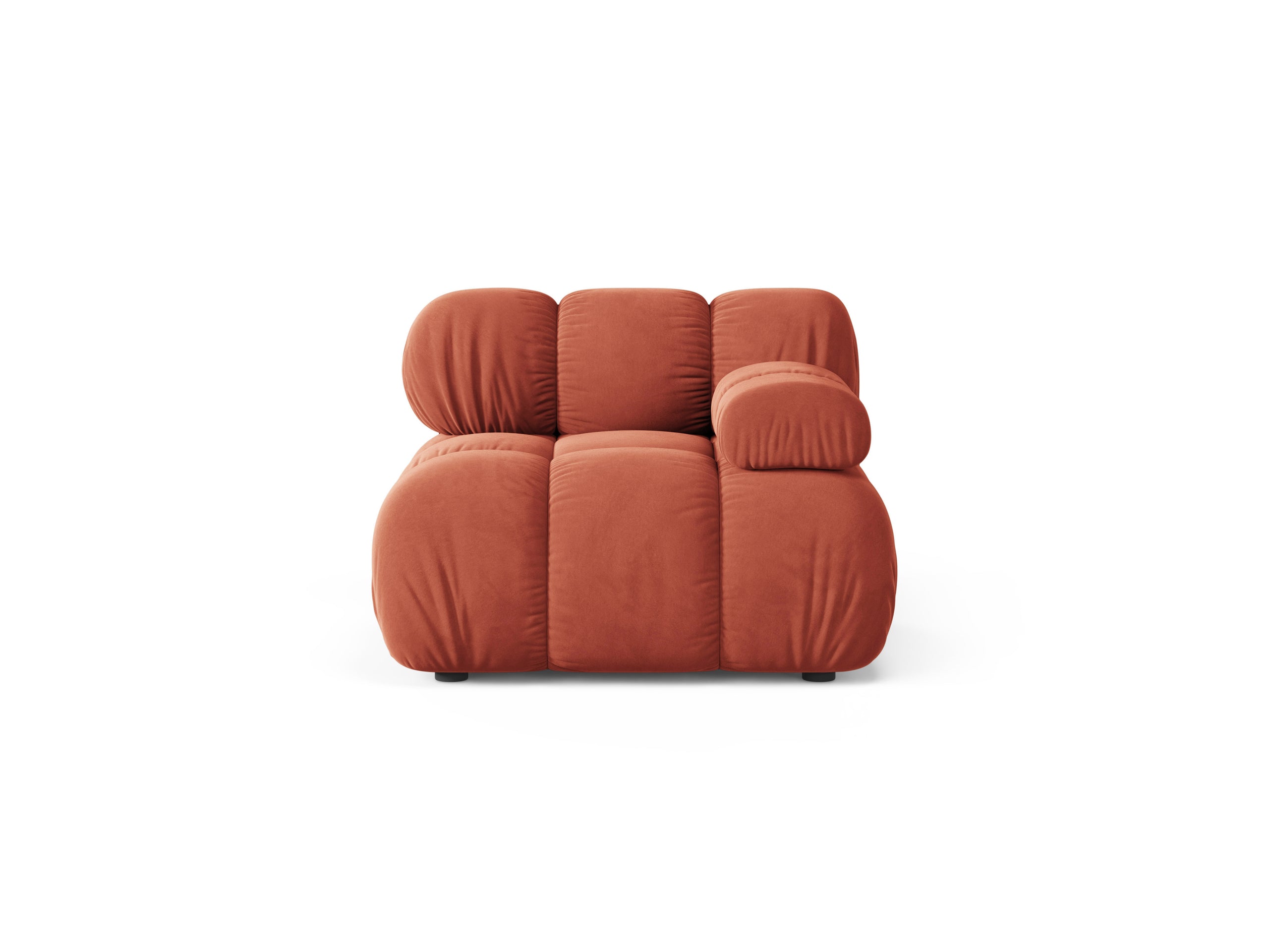 Micadoni Bellis modul sedačky s podrúčkou 94 × 94 cm - Zamat Venus (Ven2933) - Koralová - Pravé prevedenie