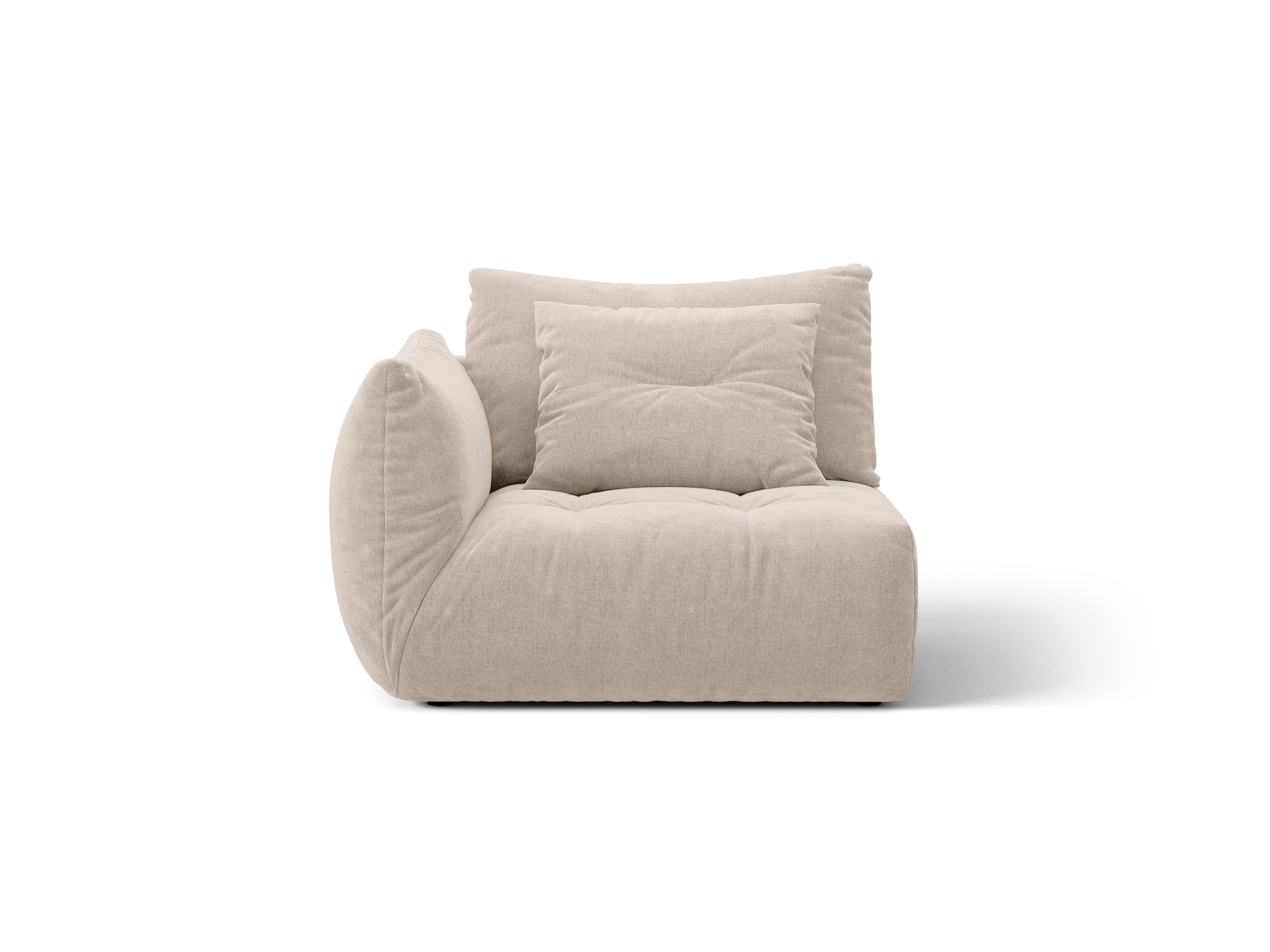 Micadoni Bloom modul sedačky s podrúčkou 116 × 107 cm - Štrukturovaná látka Wind (Win05) - Svetlobéžová - Ľavé prevedenie