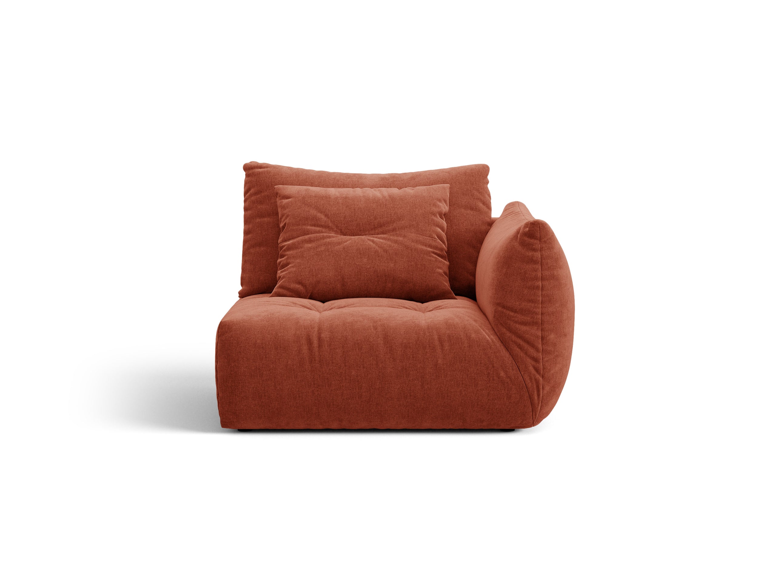 Micadoni Bloom modul sedačky s podrúčkou 116 × 107 cm - Štrukturovaná látka Wind (Win52) - Červenohnedá - Pravé prevedenie
