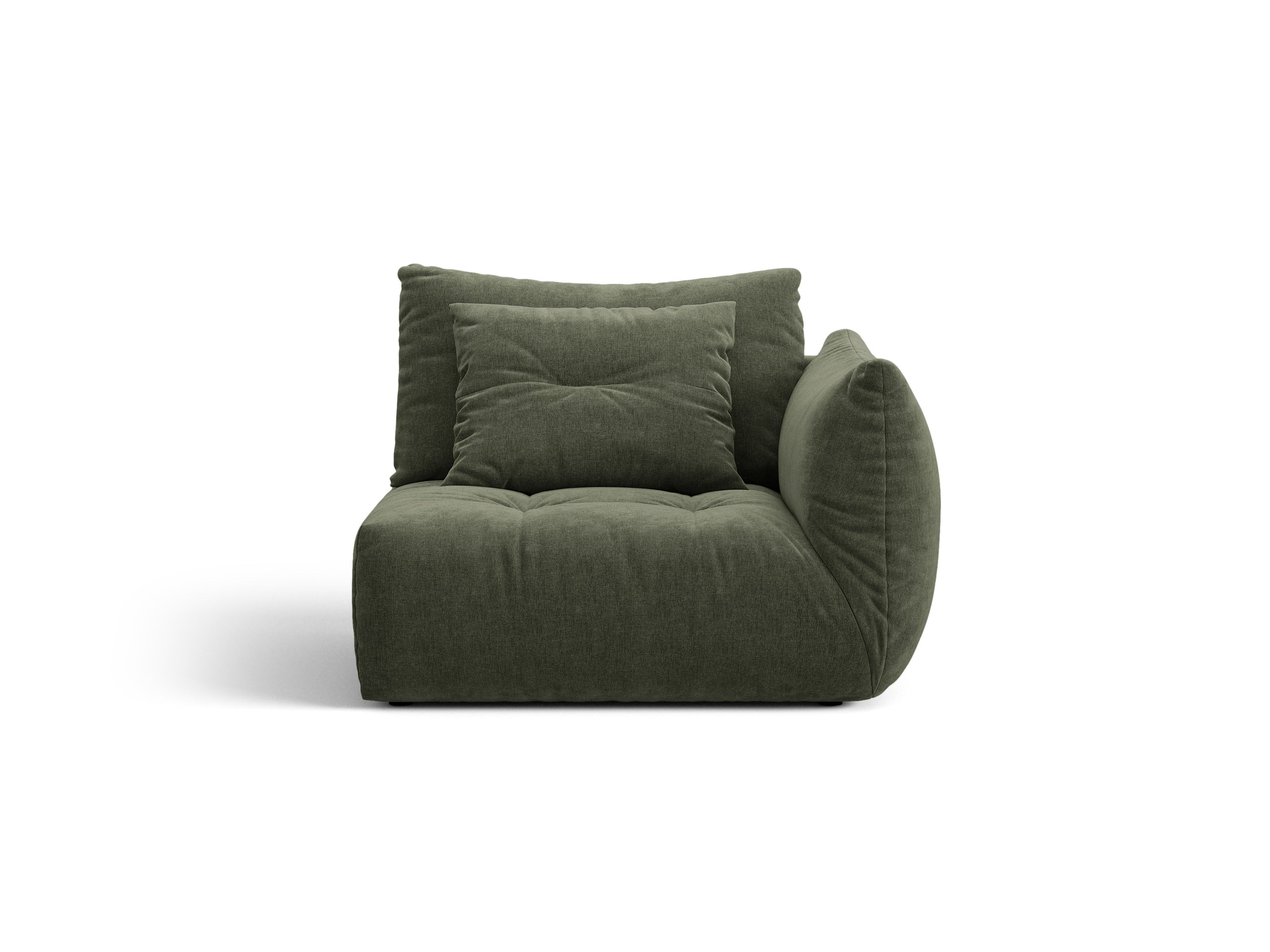 Micadoni Bloom modul sedačky s podrúčkou 116 × 107 cm - Štrukturovaná látka Wind (Win75) - Machovozelená - Pravé prevedenie