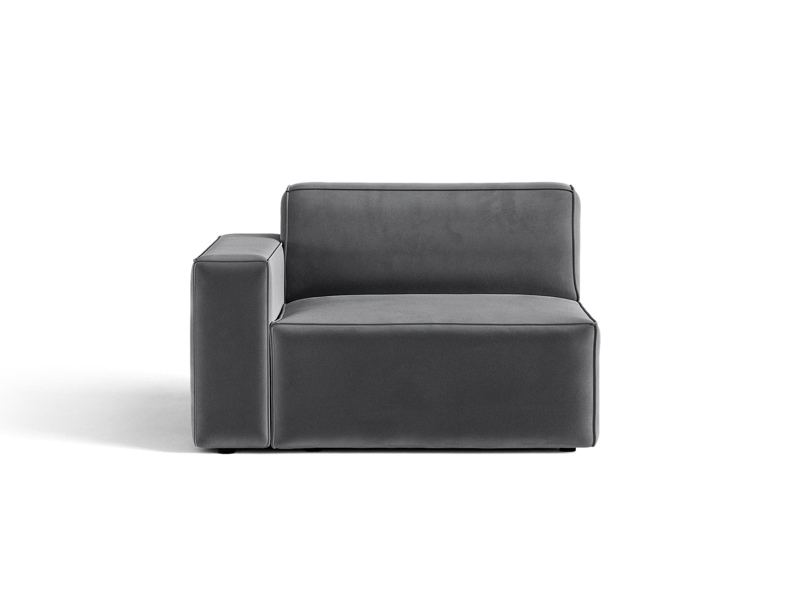 Micadoni Jodie modul sedačky s podrúčkou 102 × 99 cm - Zamat Bluvel (Blu14) - Sivá - Ľavé prevedenie