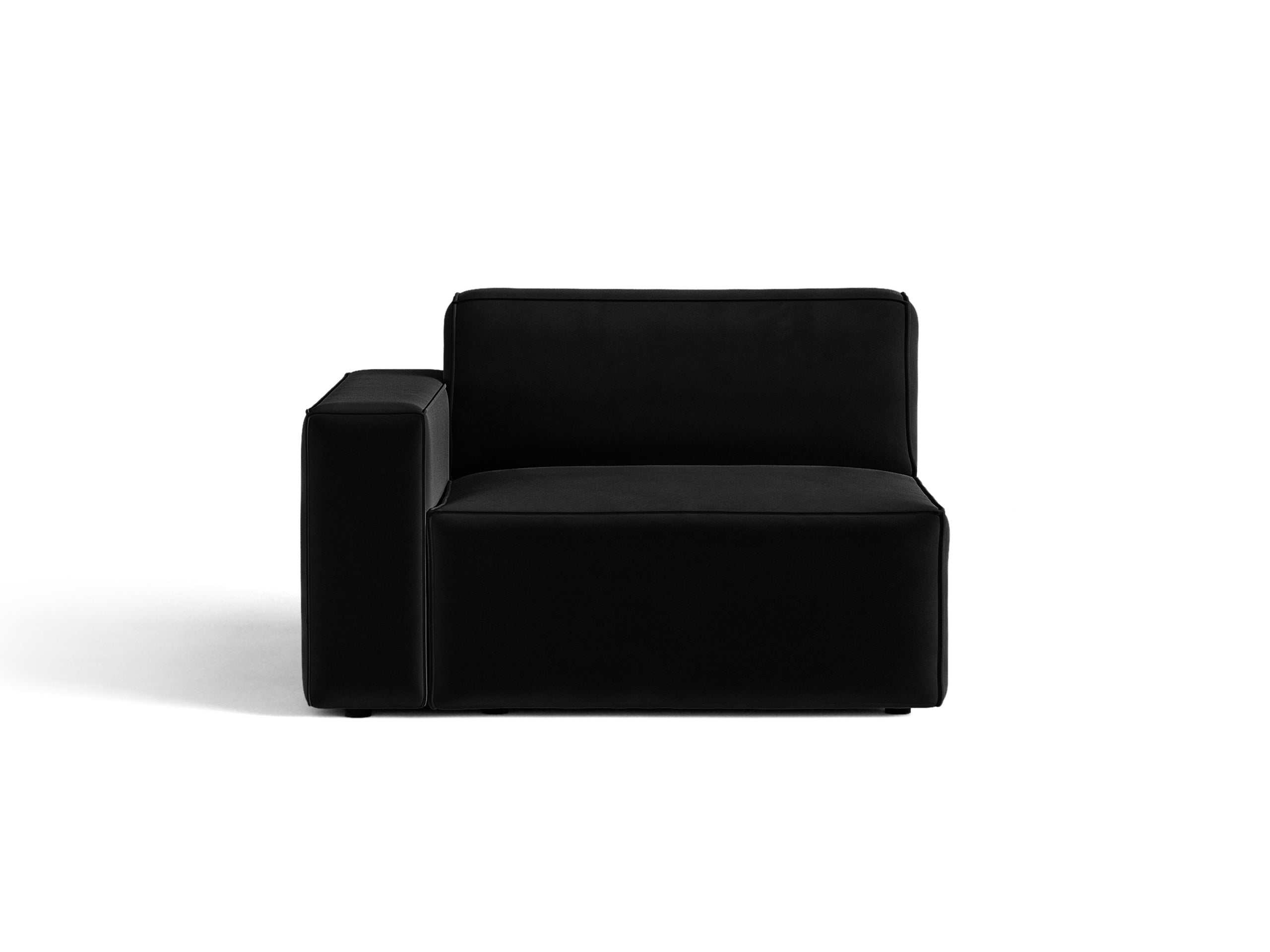 Micadoni Jodie modul sedačky s podrúčkou 102 × 99 cm - Zamat Bluvel (Blu19) - Čierna - Ľavé prevedenie