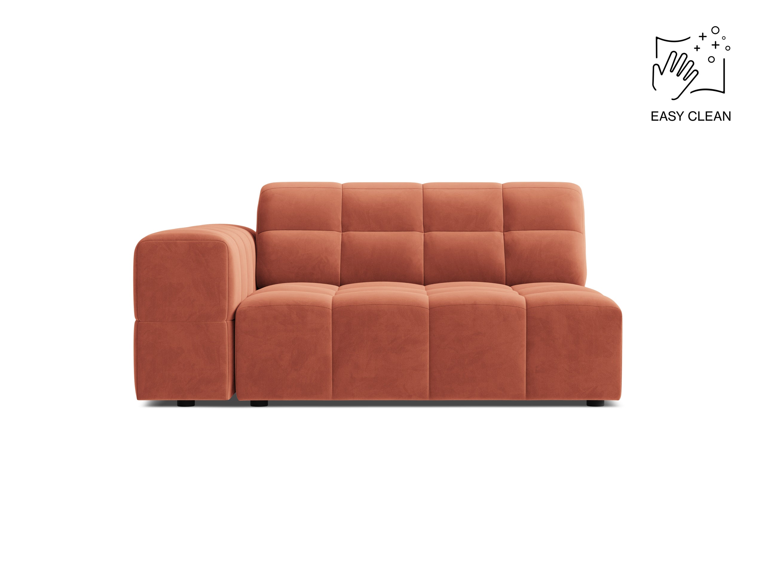 Micadoni Jennifer modul sedačky s podrúčkou 126 × 102 cm - Zamat Venus (Ven2933) - Koralová - Ľavé prevedenie