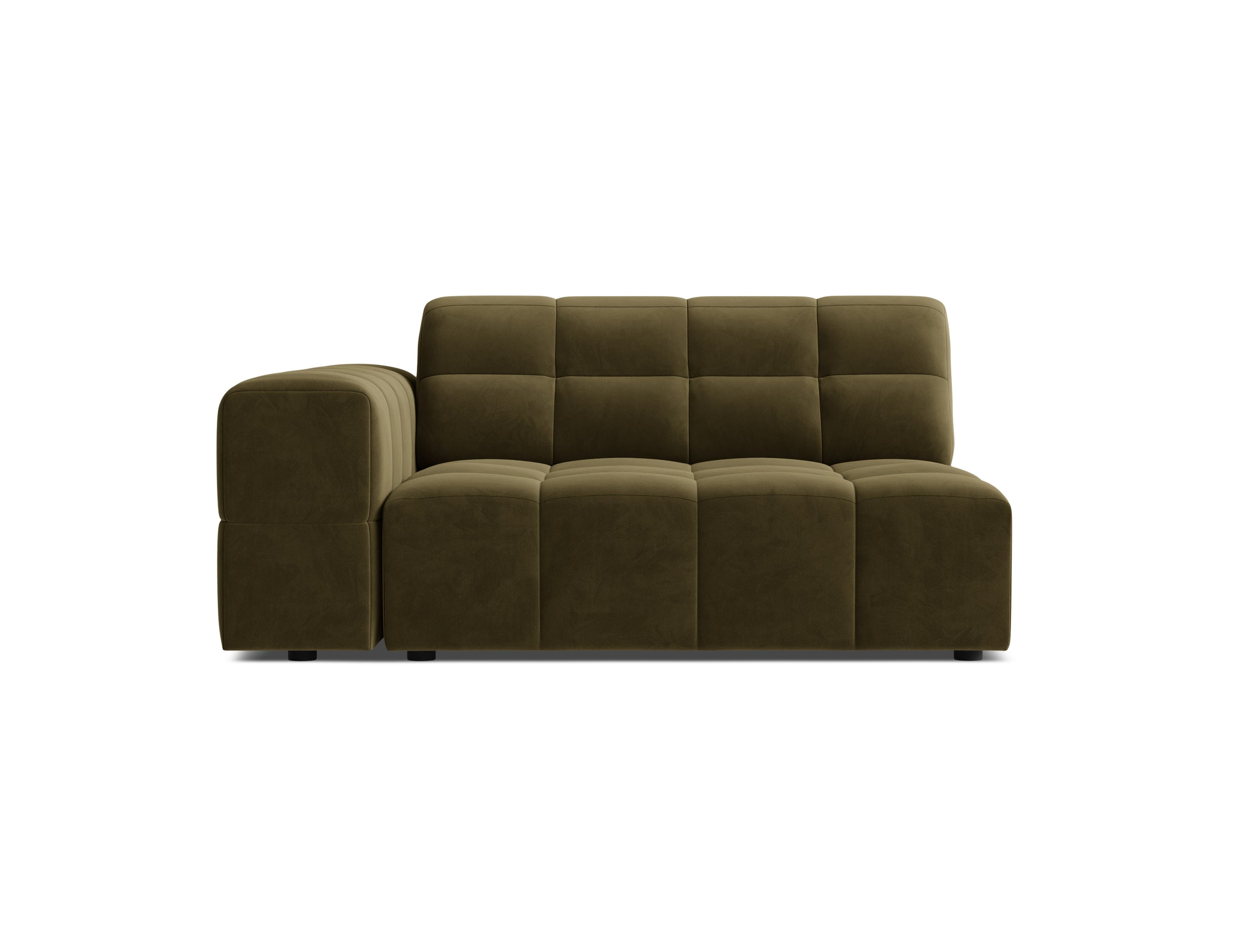 Micadoni Jennifer modul sedačky s podrúčkou 126 × 102 cm - Zamat Bluvel (Blu77) - Zelená - Ľavé prevedenie