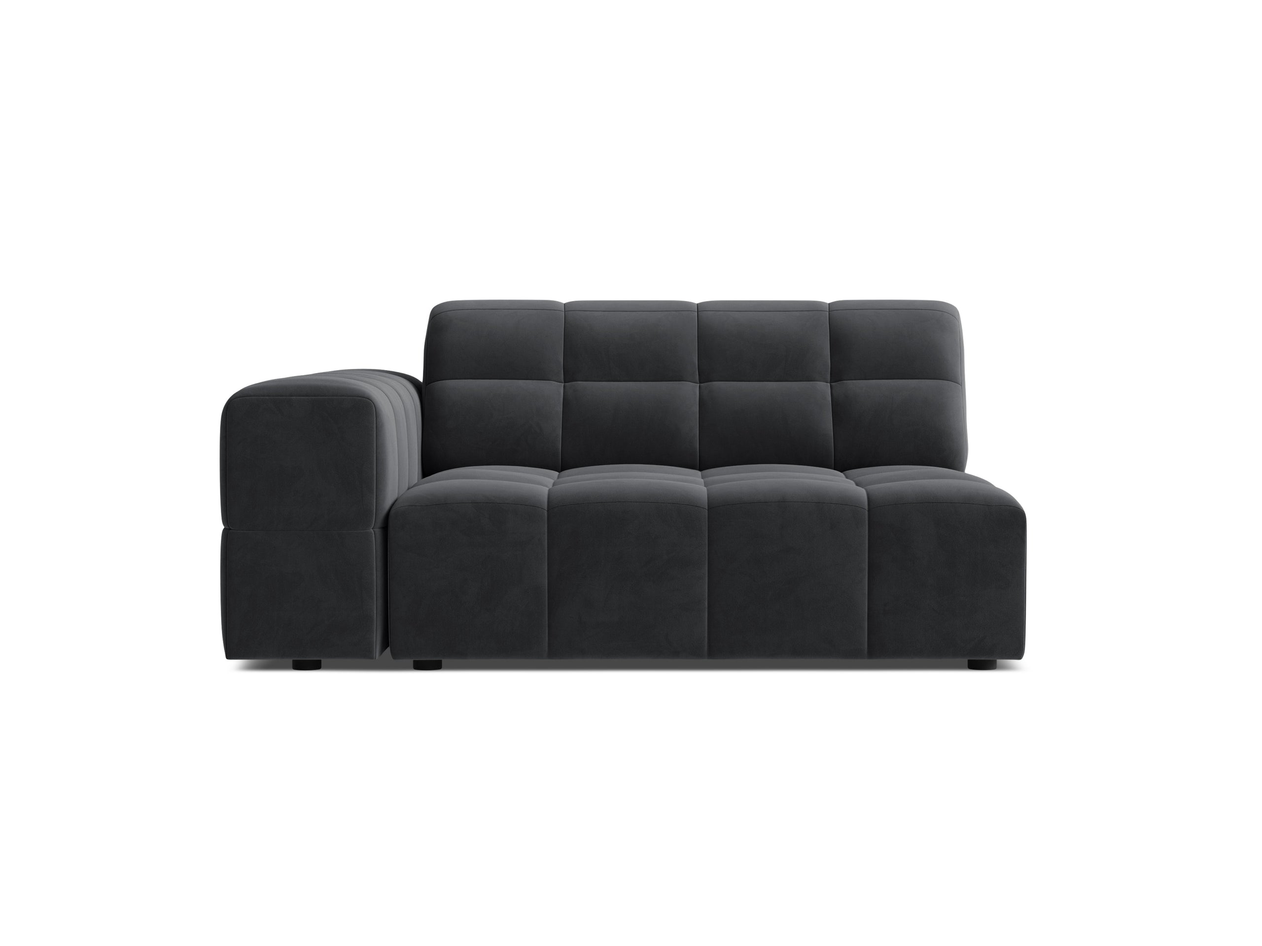 Micadoni Jennifer modul sedačky s podrúčkou 126 × 102 cm - Zamat Bluvel (Blu14) - Sivá - Ľavé prevedenie