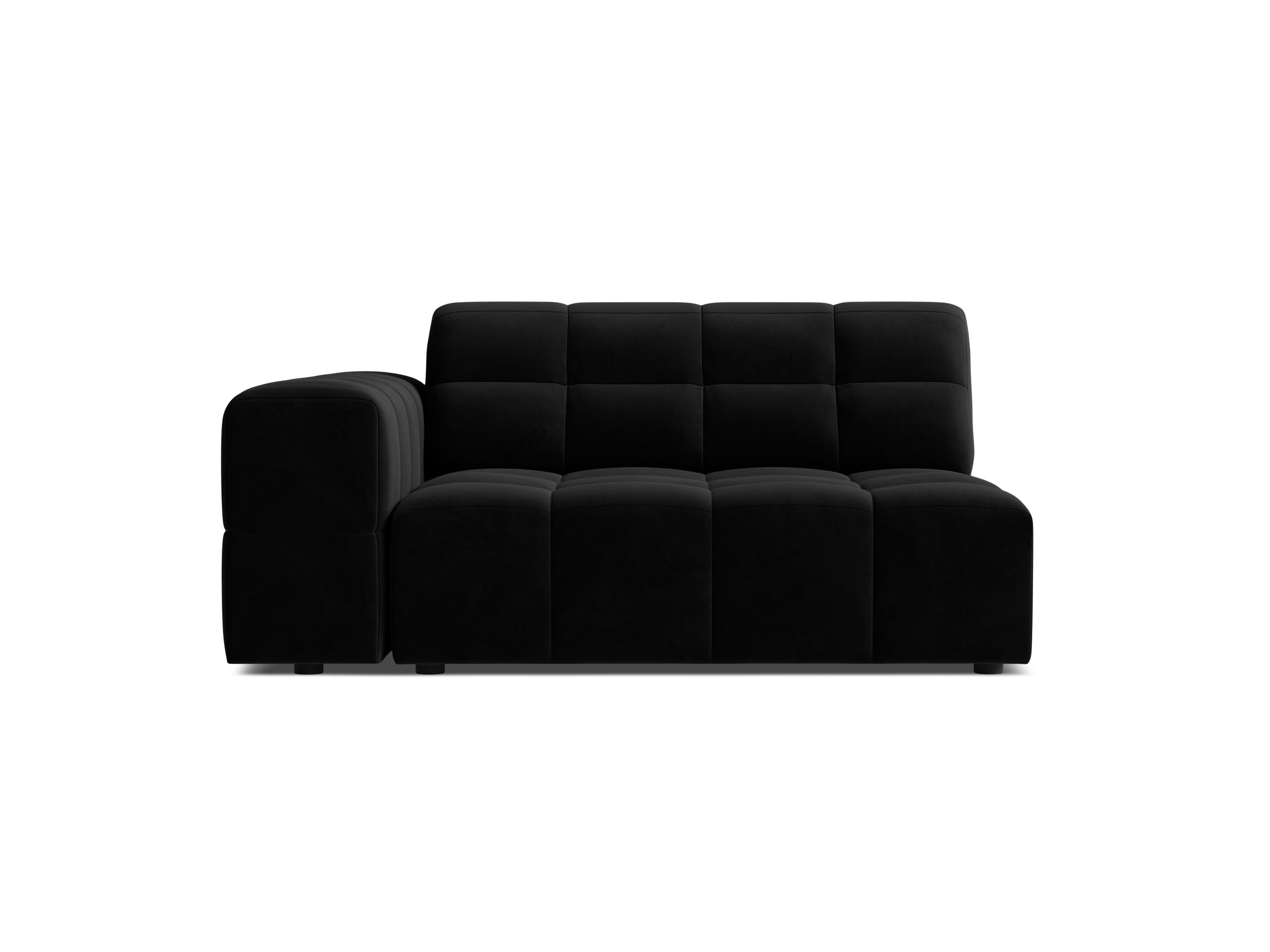 Micadoni Jennifer modul sedačky s podrúčkou 126 × 102 cm - Zamat Bluvel (Blu19) - Čierna - Ľavé prevedenie