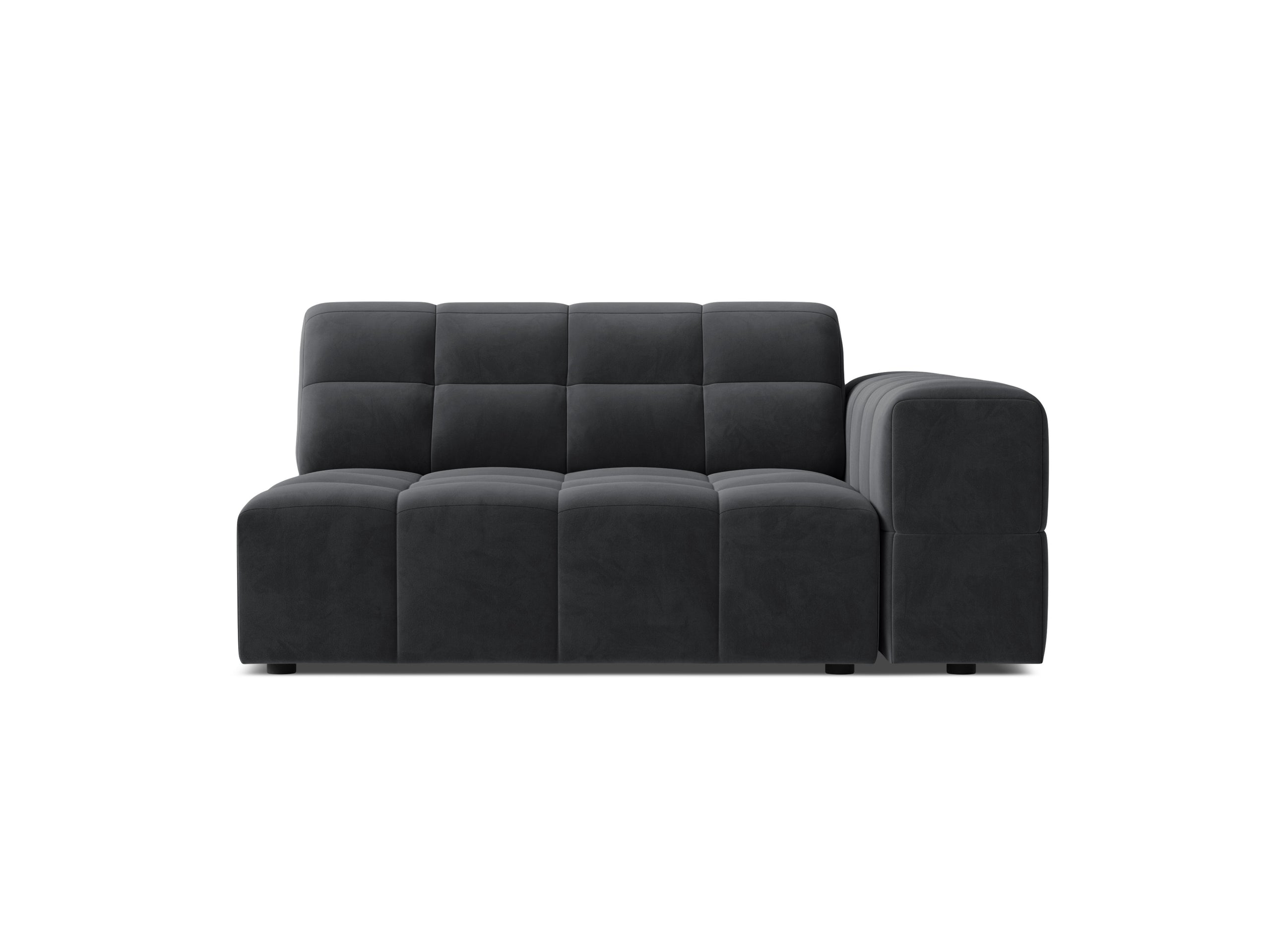 Micadoni Jennifer modul sedačky s podrúčkou 126 × 102 cm - Zamat Bluvel (Blu14) - Sivá - Pravé prevedenie