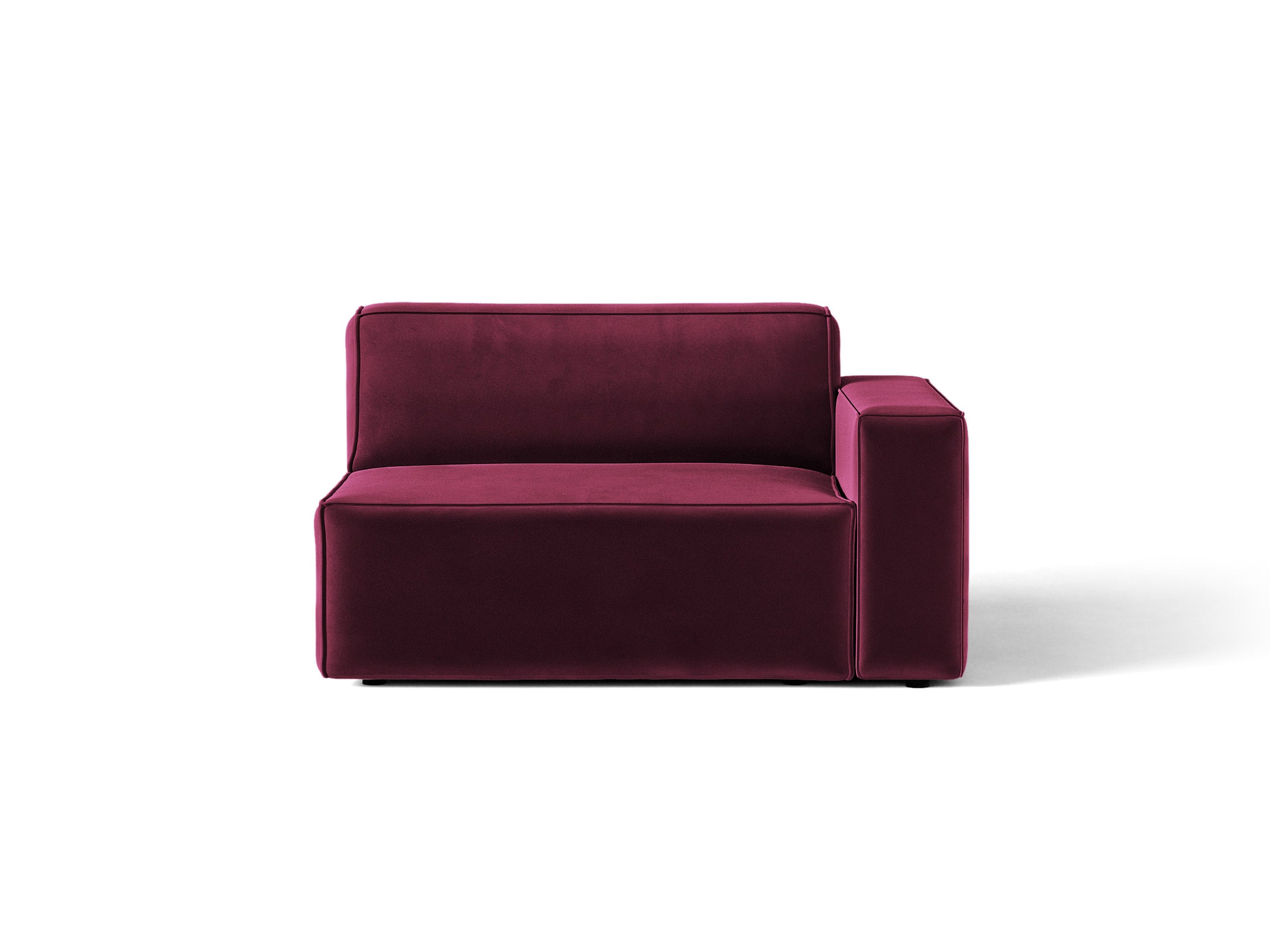 Micadoni Jodie modul sedačky s podrúčkou 122 × 99 cm - Zamat Venus (Ven2932) - Vínová - Pravé prevedenie