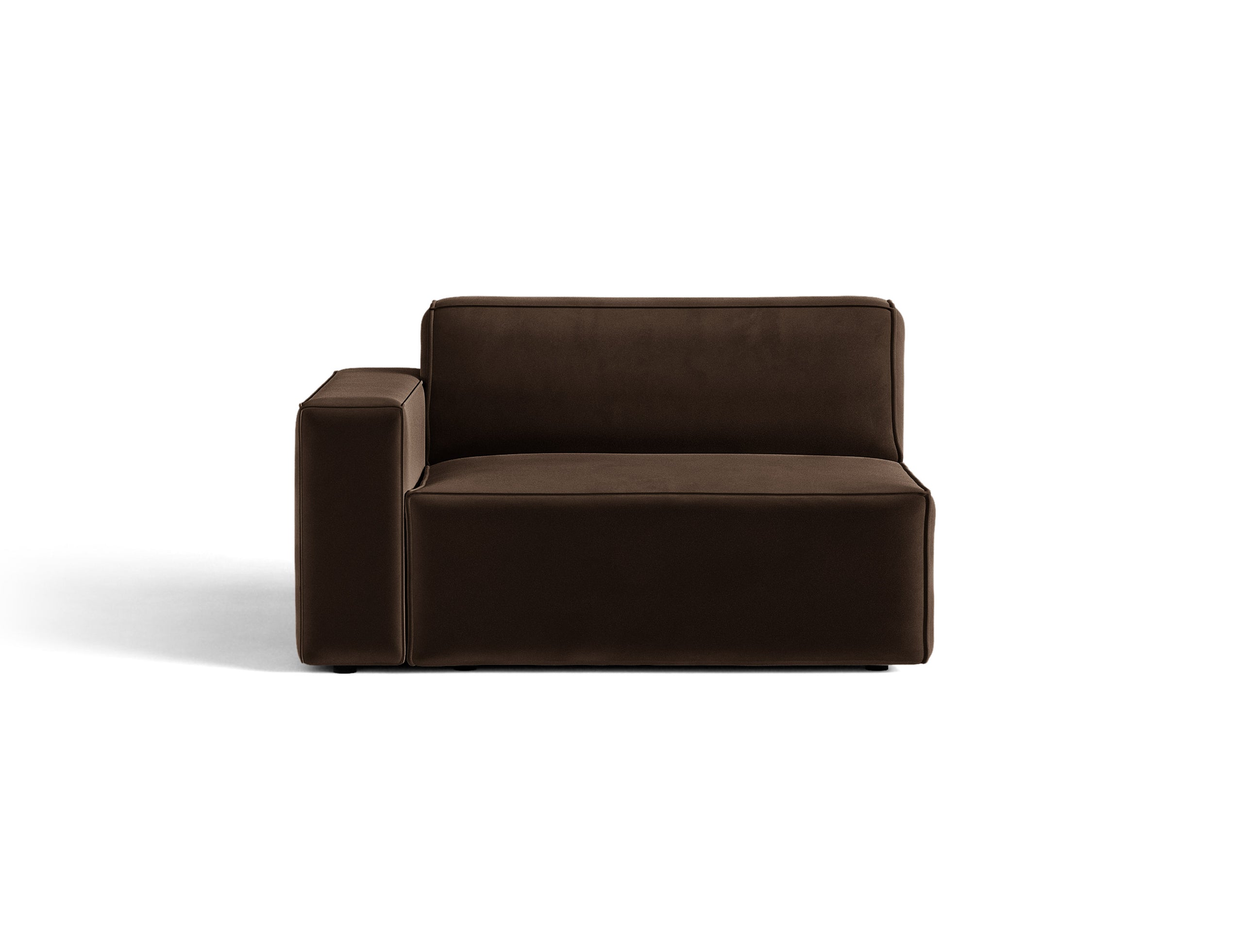 Micadoni Jodie modul sedačky s podrúčkou 122 × 99 cm - Zamat Bluvel (Blu48) - Tmavohnedá - Ľavé prevedenie