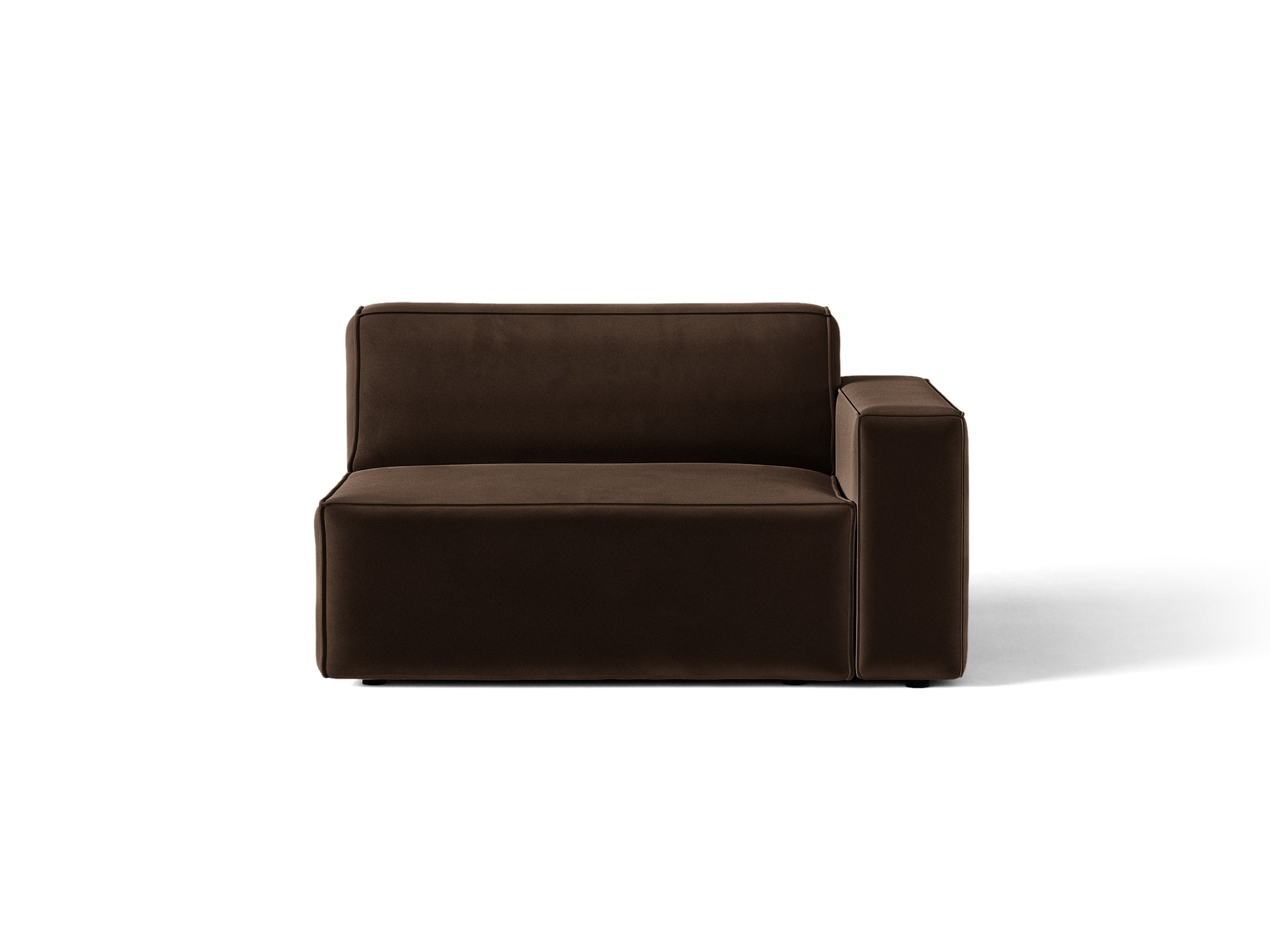 Micadoni Jodie modul sedačky s podrúčkou 122 × 99 cm - Zamat Bluvel (Blu48) - Tmavohnedá - Pravé prevedenie