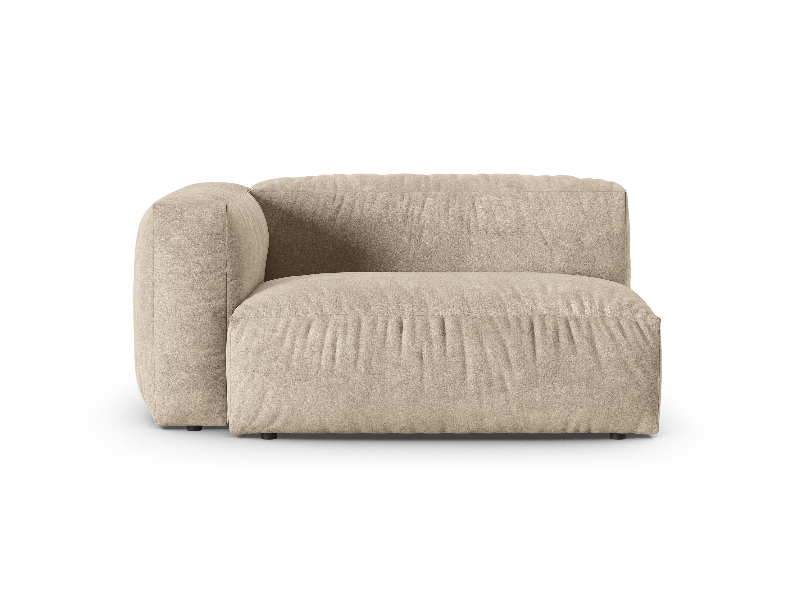 Micadoni Martina dvojmiestny modul sedačky s podrúčkou - Zamat Vogue (Vog1) - Svetlobéžová - Nohy: Čierny plast - Ľavé prevedenie - Variant 90 cm
