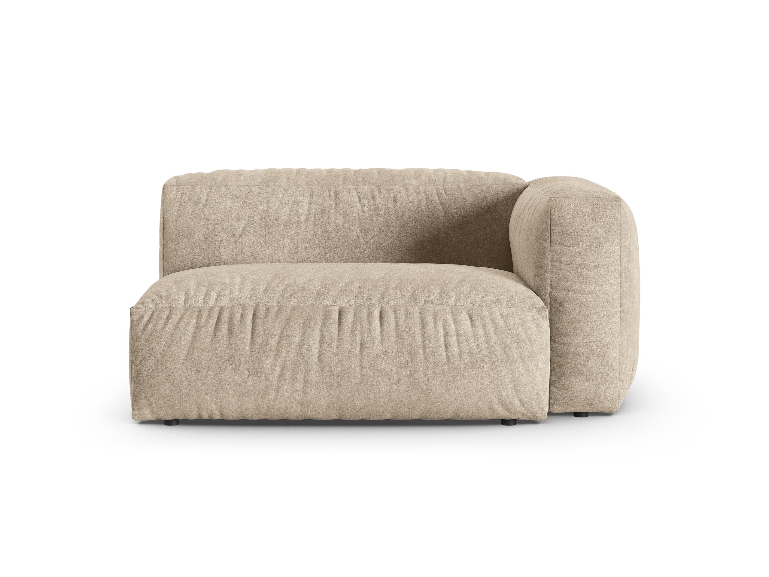 Micadoni Martina dvojmiestny modul sedačky s podrúčkou - Zamat Vogue (Vog1) - Svetlobéžová - Nohy: Čierny plast - Pravé prevedenie - Variant 90 cm