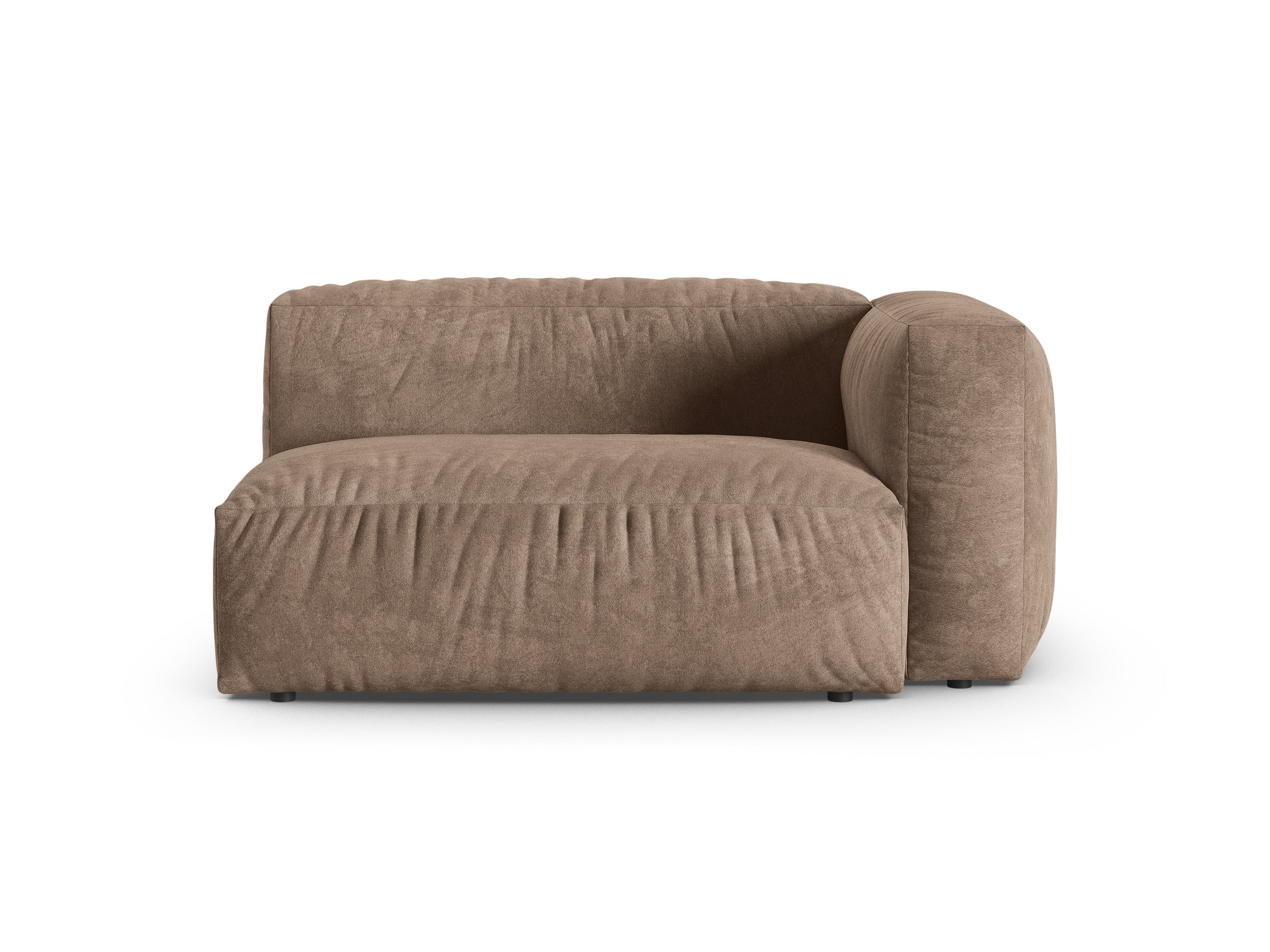 Micadoni Martina dvojmiestny modul sedačky s podrúčkou - Zamat Vogue (Vog3) - Tmavobéžová - Nohy: Čierny plast - Pravé prevedenie - Variant 90 cm