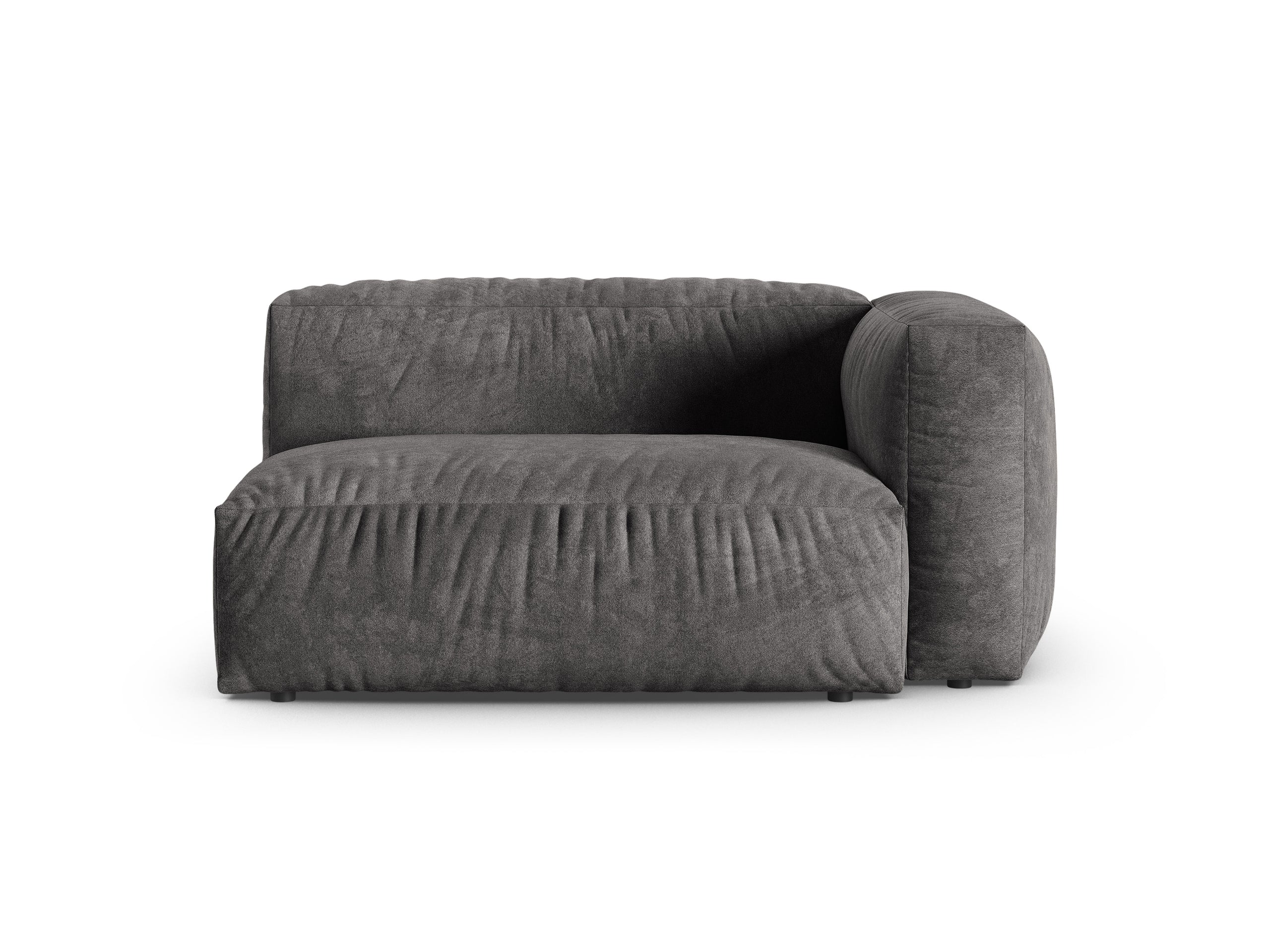 Micadoni Martina dvojmiestny modul sedačky s podrúčkou - Zamat Vogue (Vog15) - Sivá - Nohy: Čierny plast - Pravé prevedenie - Variant 90 cm