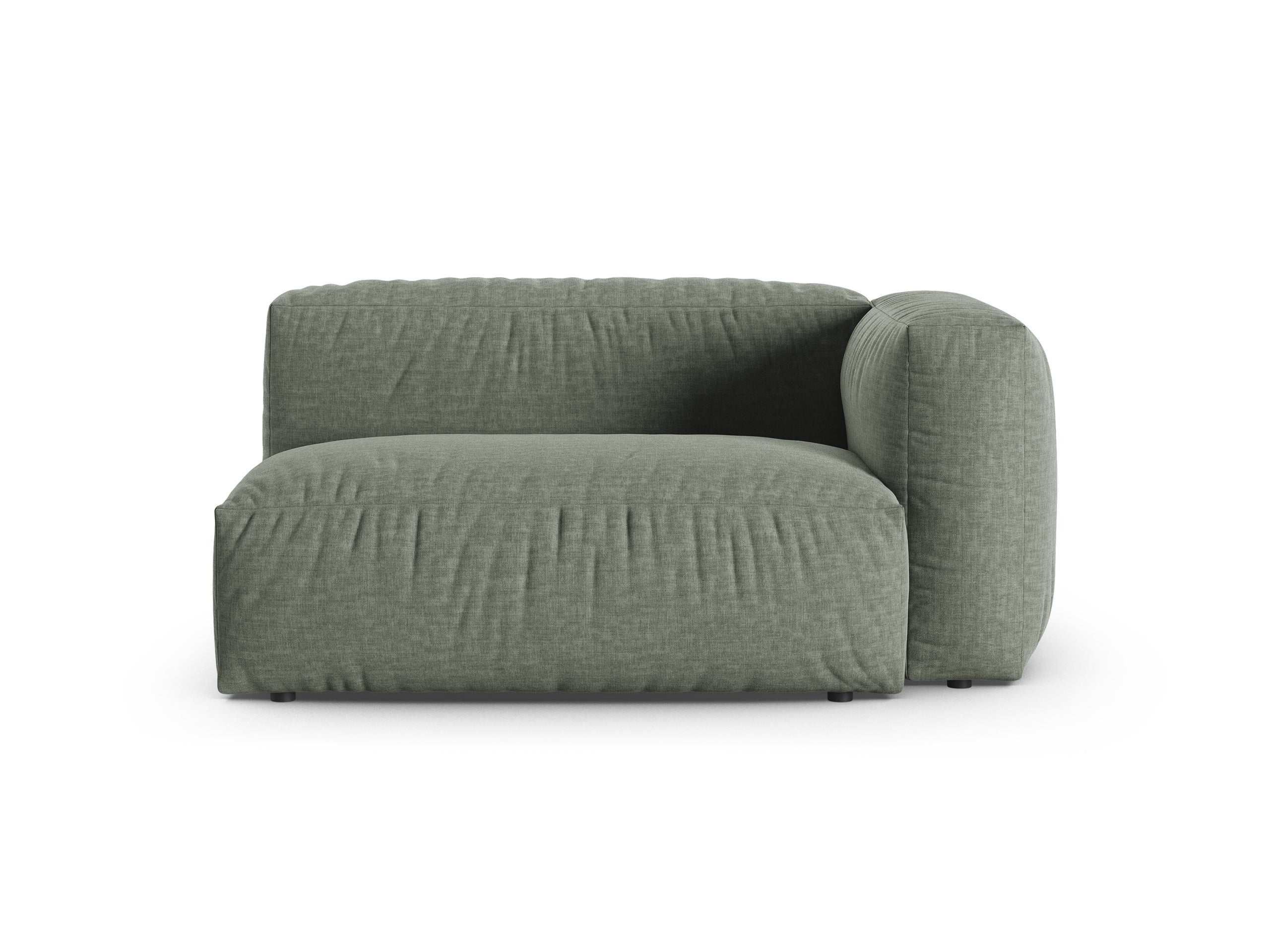 Micadoni Martina dvojmiestny modul sedačky s podrúčkou - Štrukturovaná látka Boston (Bowagreen) - Machovozelená - Nohy: Čierny plast - Pravé prevedenie - Variant 90 cm