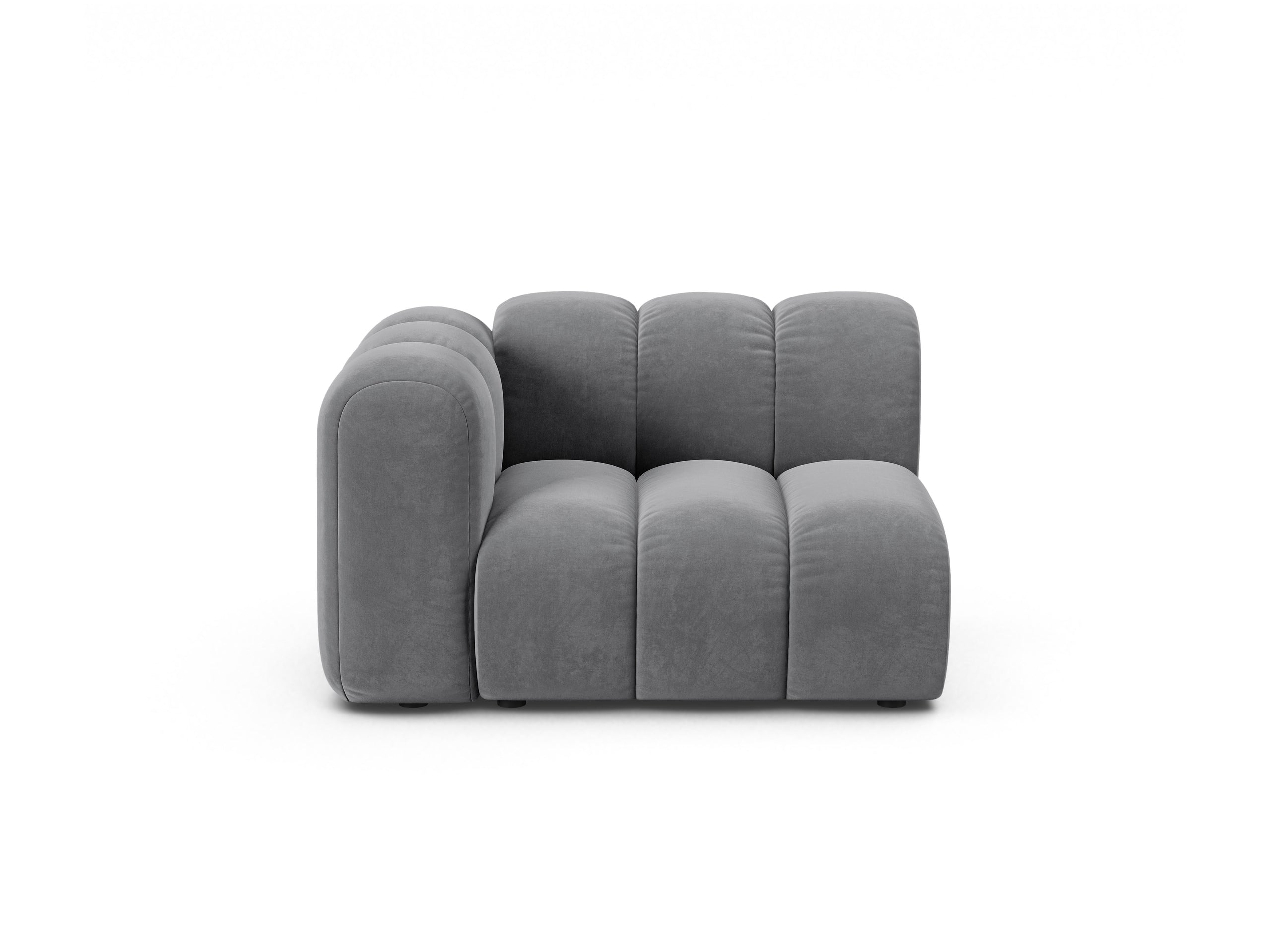 Micadoni Lupine modul sedačky s podrúčkou 115 × 95 cm - Zamat Salvador (Sal17) - Sivá - Ľavé prevedenie