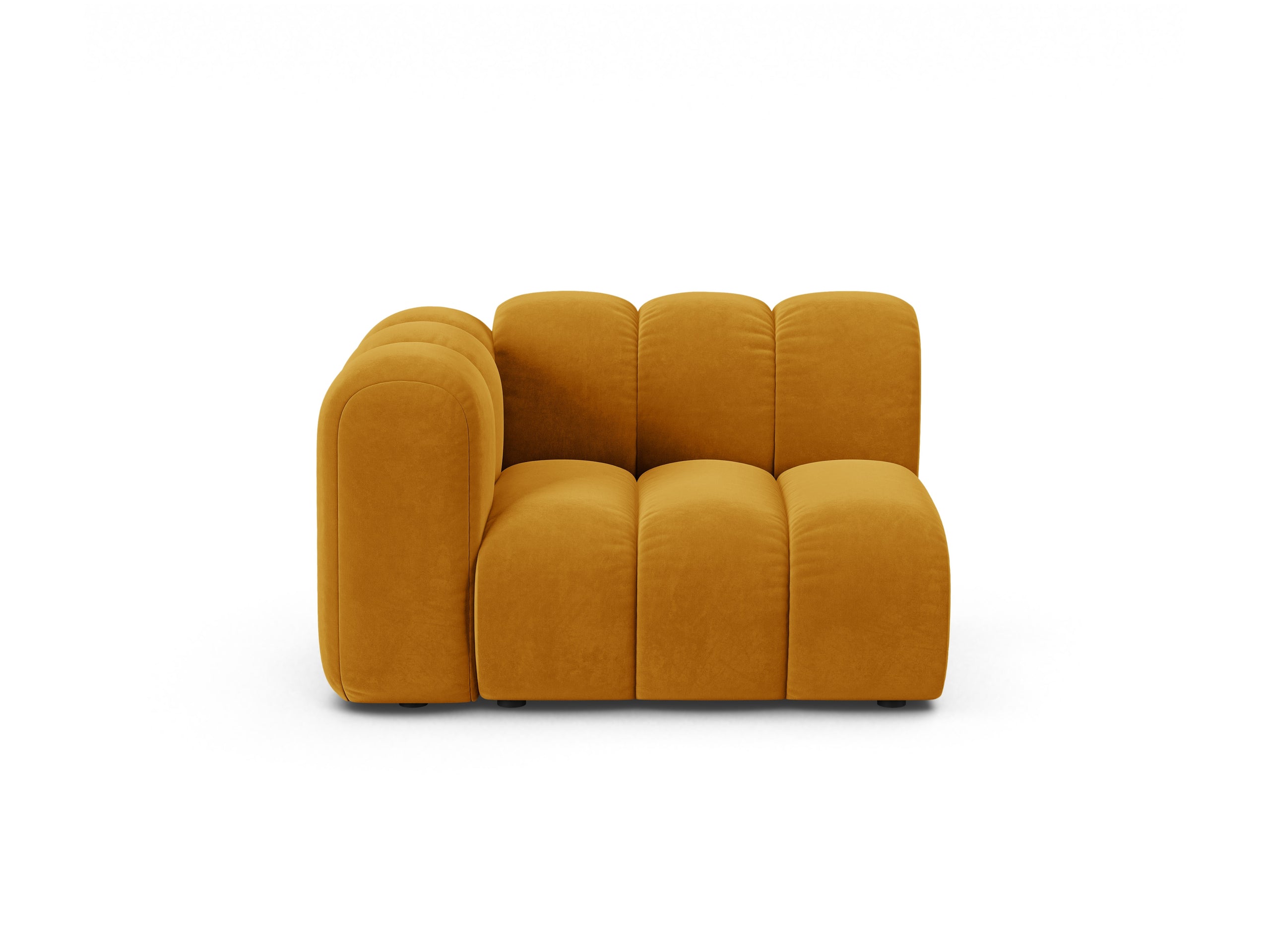 Micadoni Lupine modul sedačky s podrúčkou 115 × 95 cm - Zamat Salvador (Sal10) - Žltá - Ľavé prevedenie