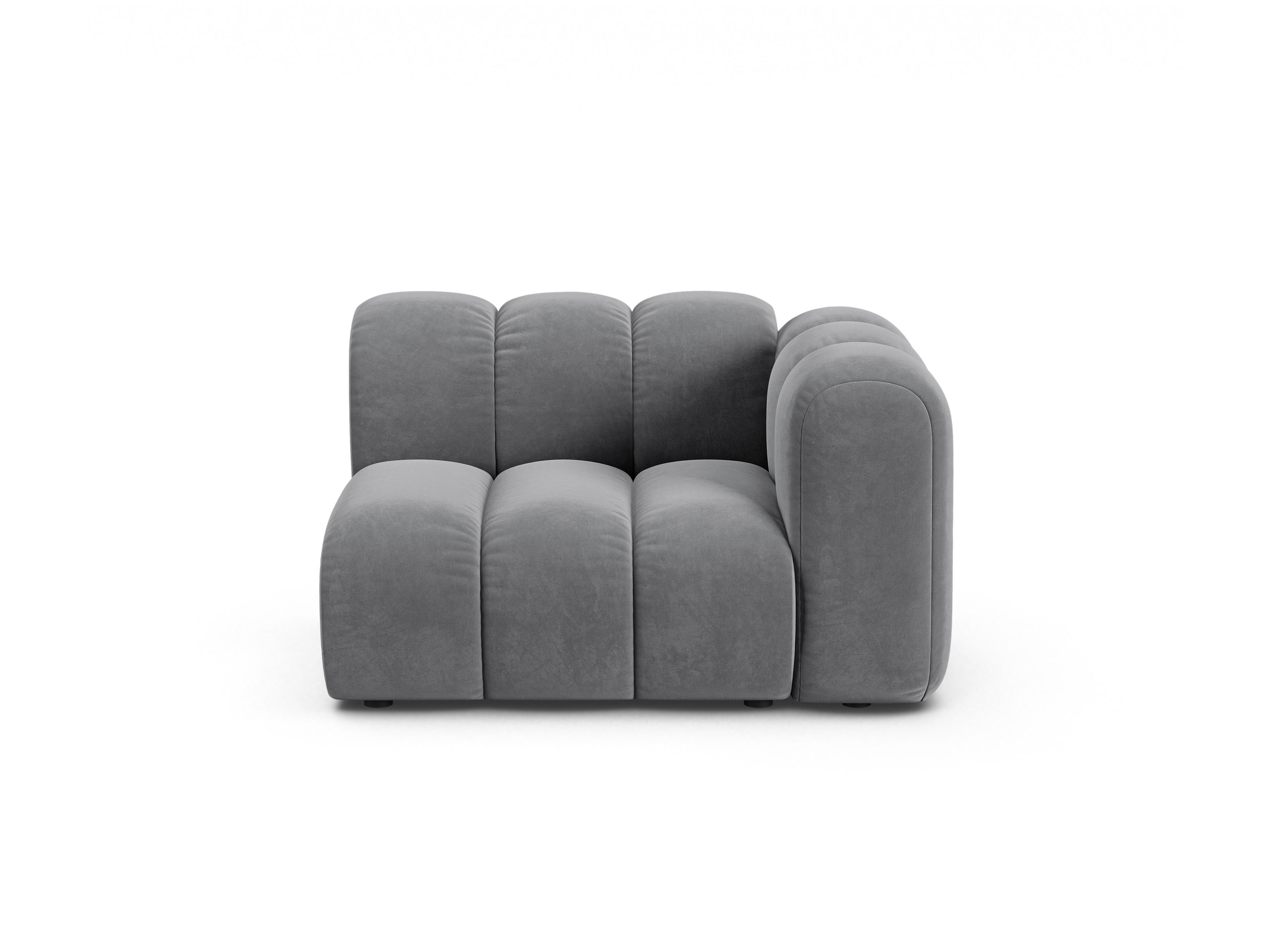 Micadoni Lupine modul sedačky s podrúčkou 115 × 95 cm - Zamat Salvador (Sal17) - Sivá - Pravé prevedenie