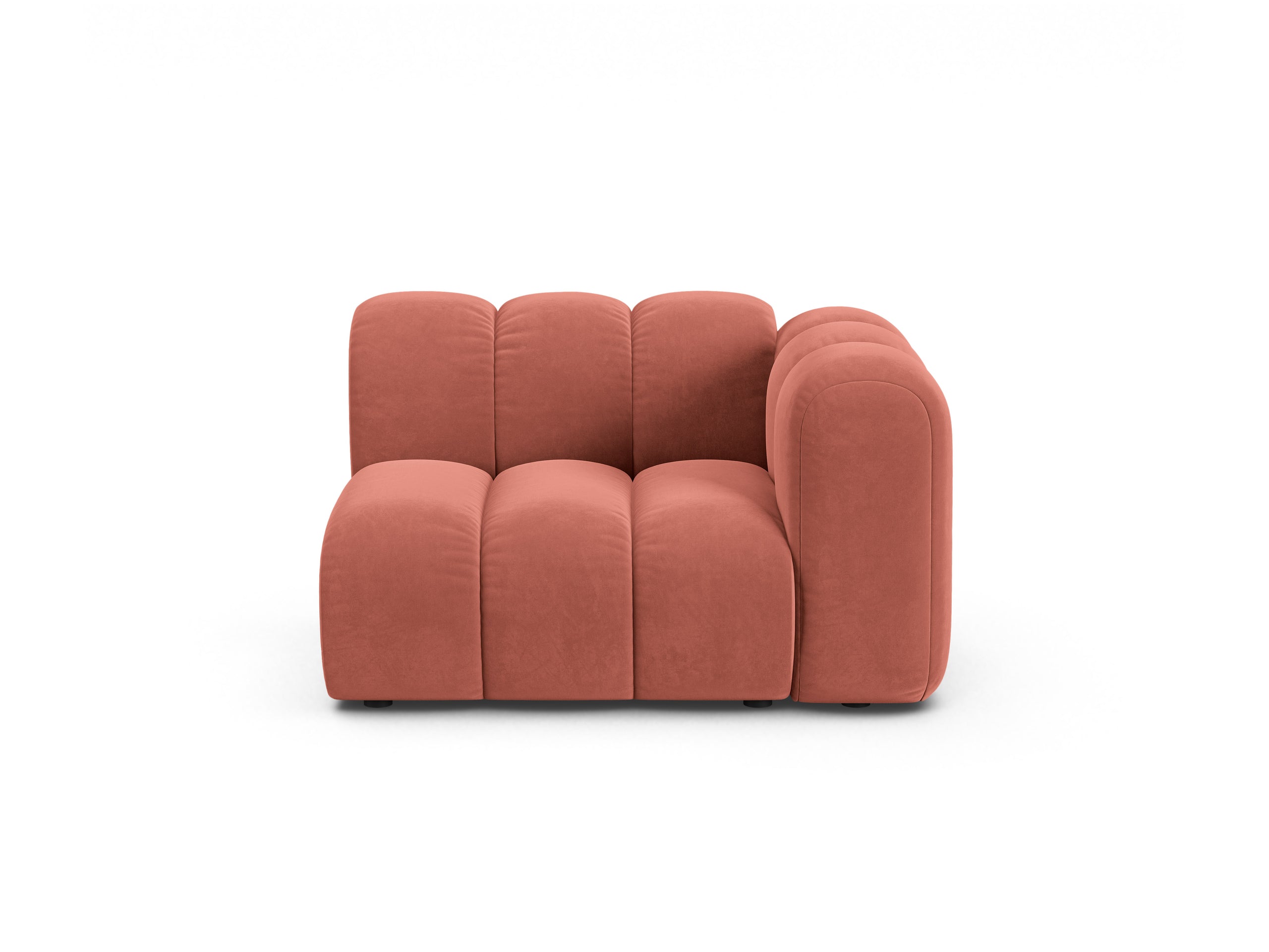 Micadoni Lupine modul sedačky s podrúčkou 115 × 95 cm - Zamat Salvador (Sal12) - Koralová - Pravé prevedenie