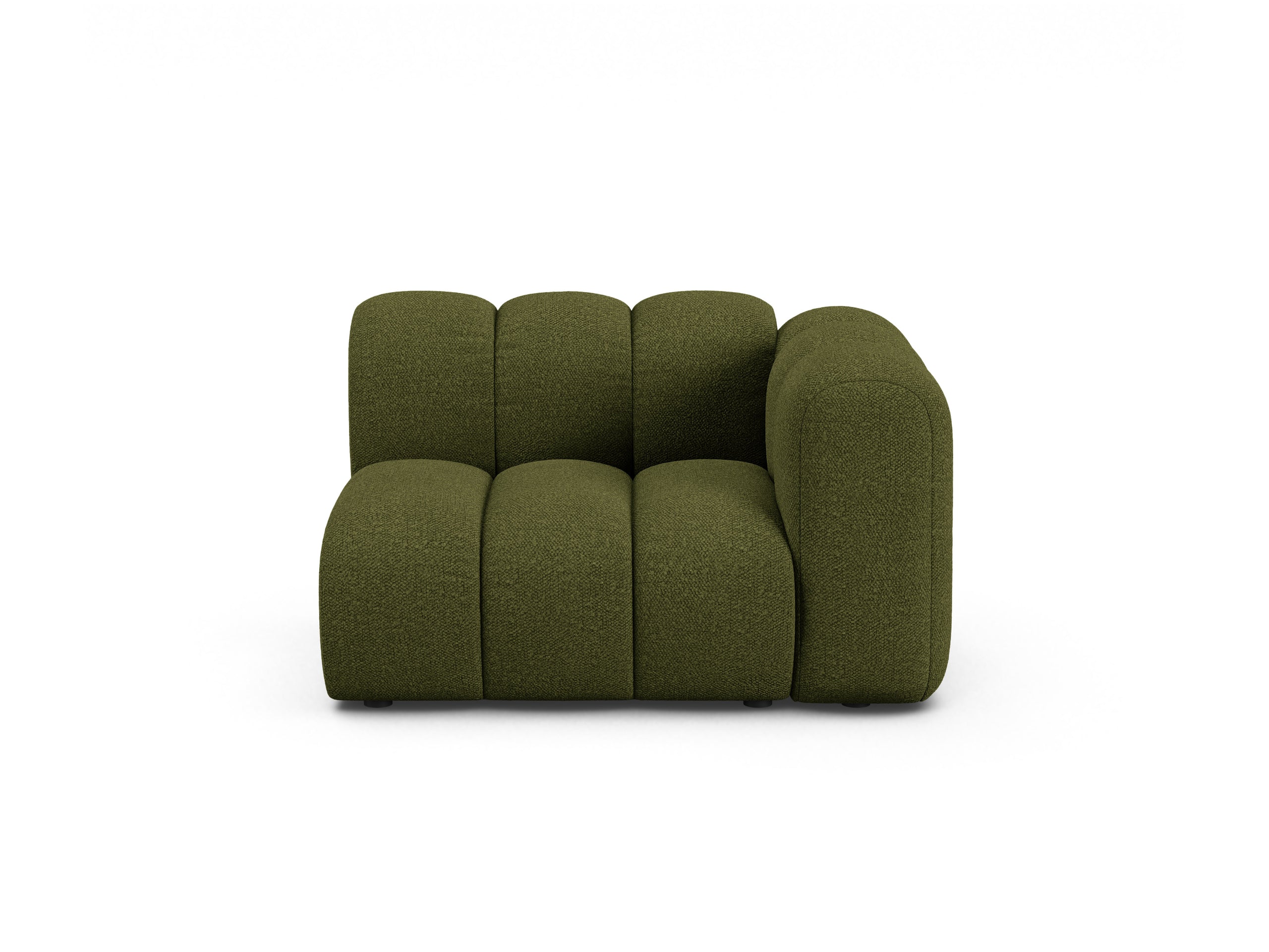 Micadoni Lupine modul sedačky s podrúčkou 115 × 95 cm - Buklé Baloo (Bal2090) - Tmavá olivovozelená - Pravé prevedenie