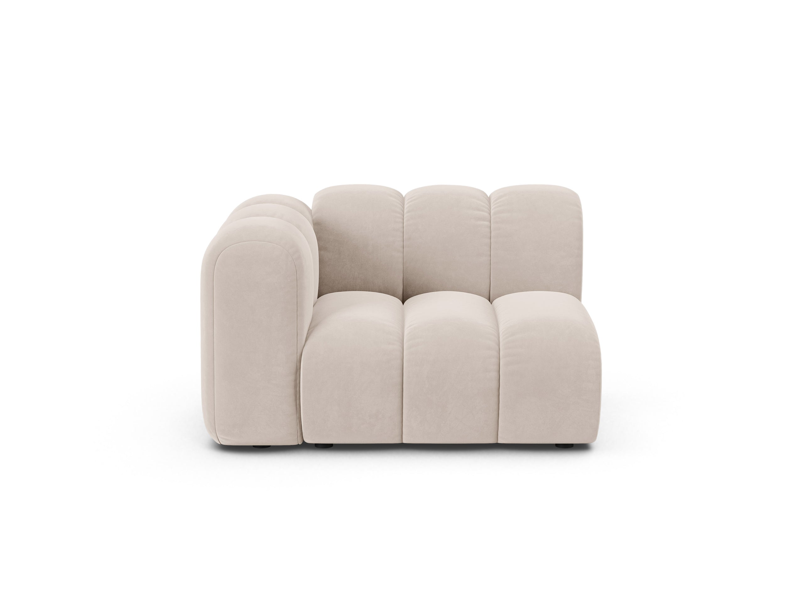 Micadoni Lupine modul sedačky s podrúčkou 115 × 95 cm - Zamat Venus (Ven2927) - Svetlobéžová - Ľavé prevedenie