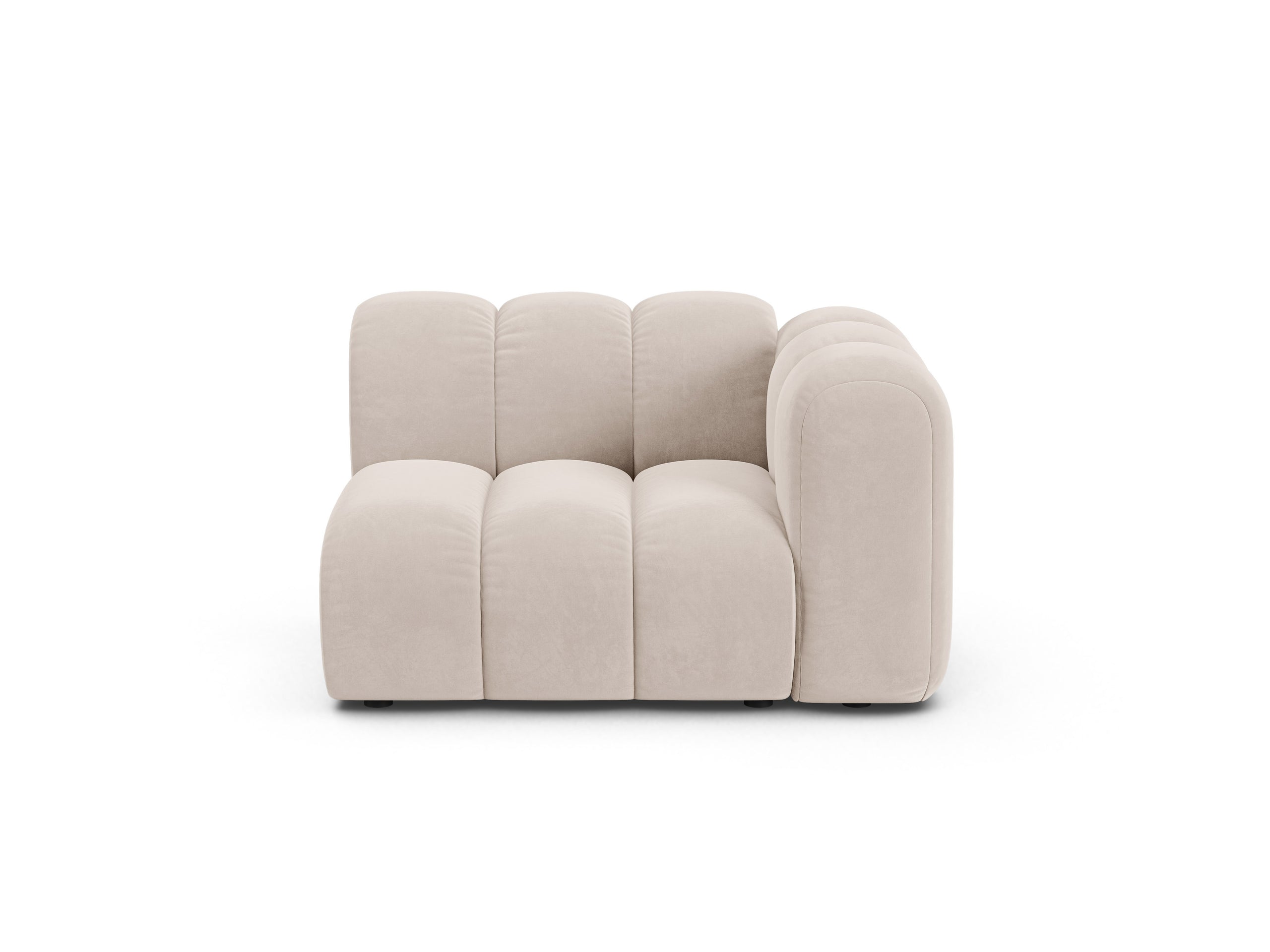 Micadoni Lupine modul sedačky s podrúčkou 115 × 95 cm - Zamat Venus (Ven2927) - Svetlobéžová - Pravé prevedenie