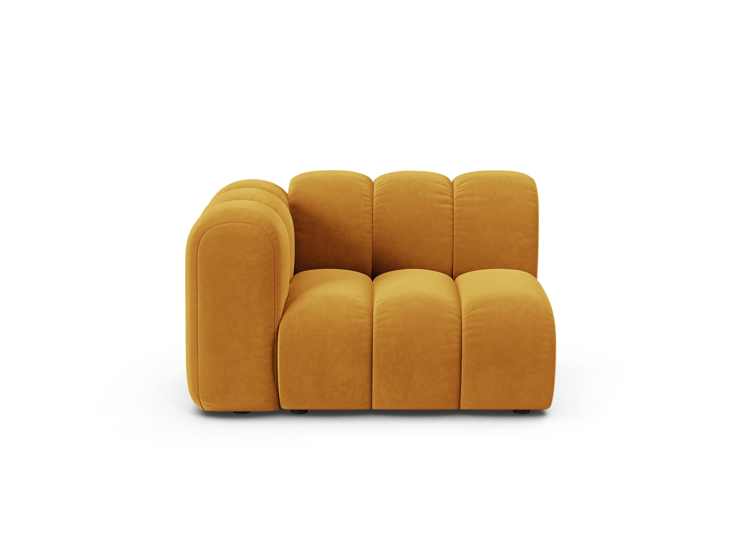 Micadoni Lupine modul sedačky s podrúčkou 115 × 95 cm - Zamat Venus (Ven2917) - Žltá - Ľavé prevedenie