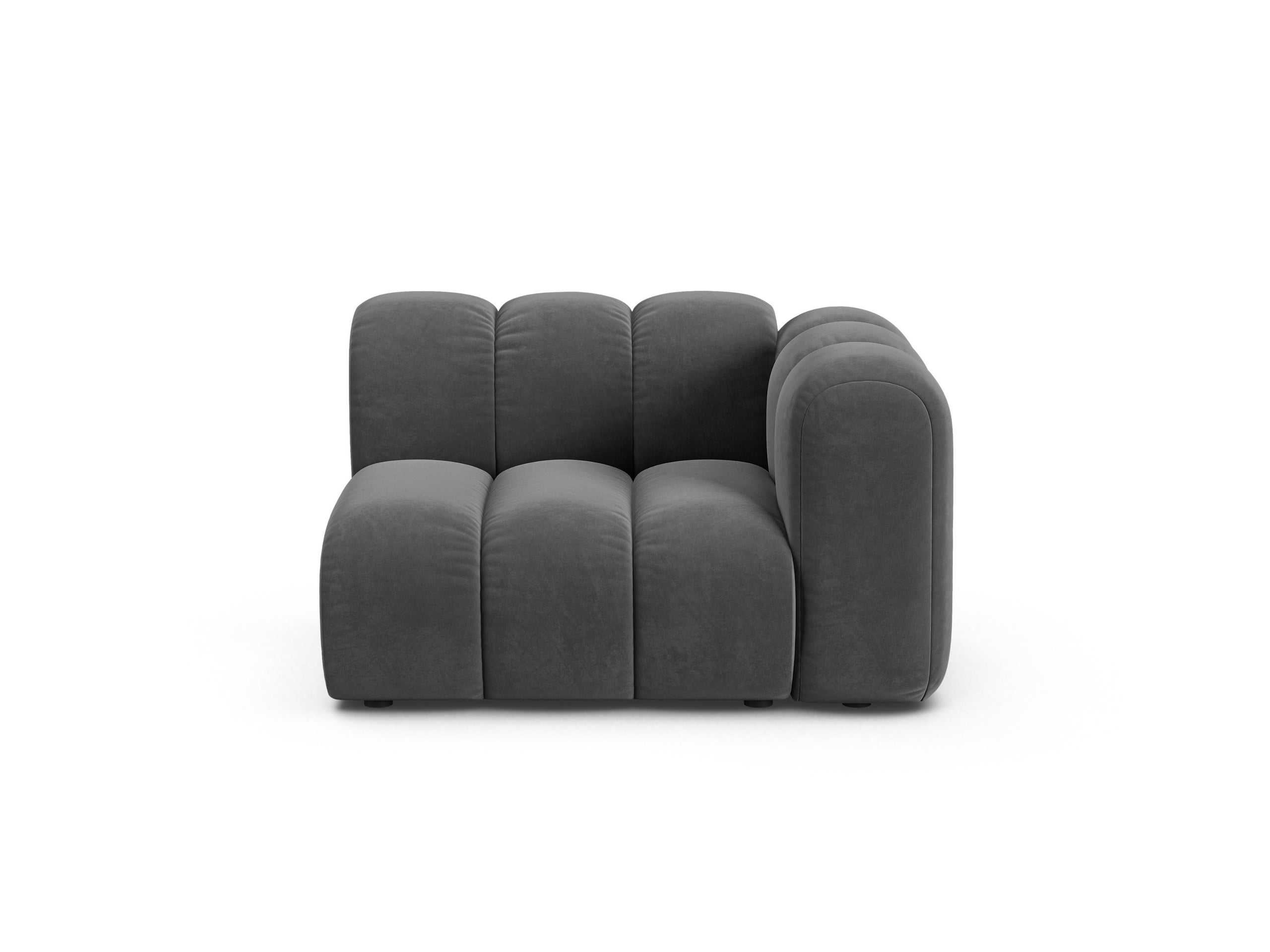 Micadoni Lupine modul sedačky s podrúčkou 115 × 95 cm - Zamat Venus (Ven2930) - Sivá - Pravé prevedenie