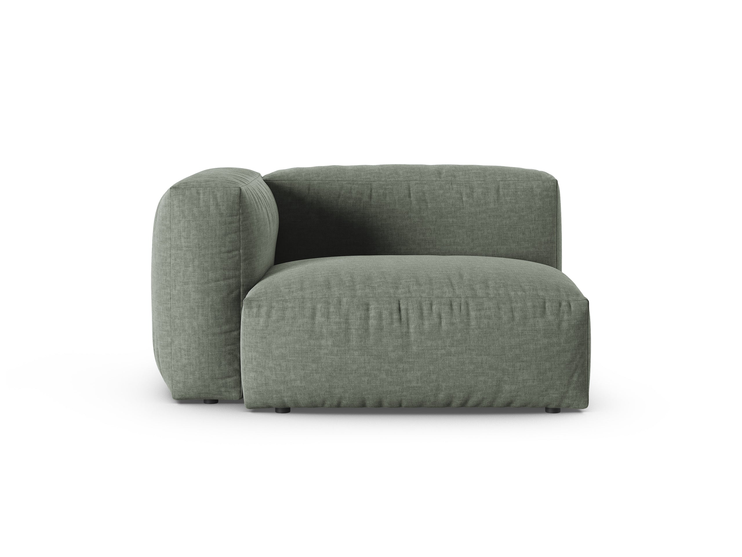 Micadoni Martina jednomiestny modul sedačky s podrúčkou - Štrukturovaná látka Boston (Bowagreen) - Machovozelená - Nohy: Čierny plast - Ľavé prevedenie - Variant 90 cm