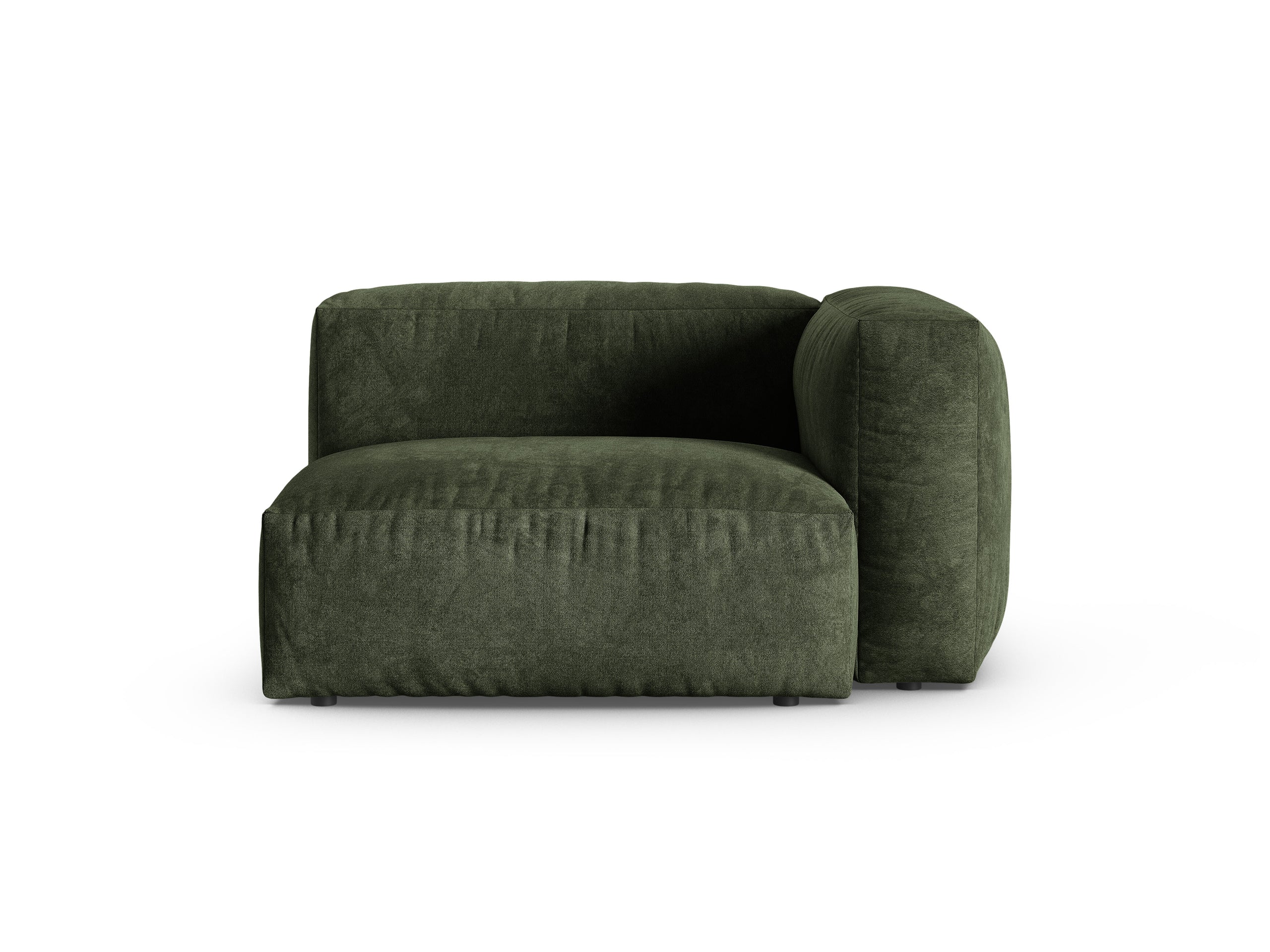 Micadoni Martina jednomiestny modul sedačky s podrúčkou - Zamat Vogue (Vog11) - Zelená - Nohy: Čierny plast - Pravé prevedenie - Variant 90 cm