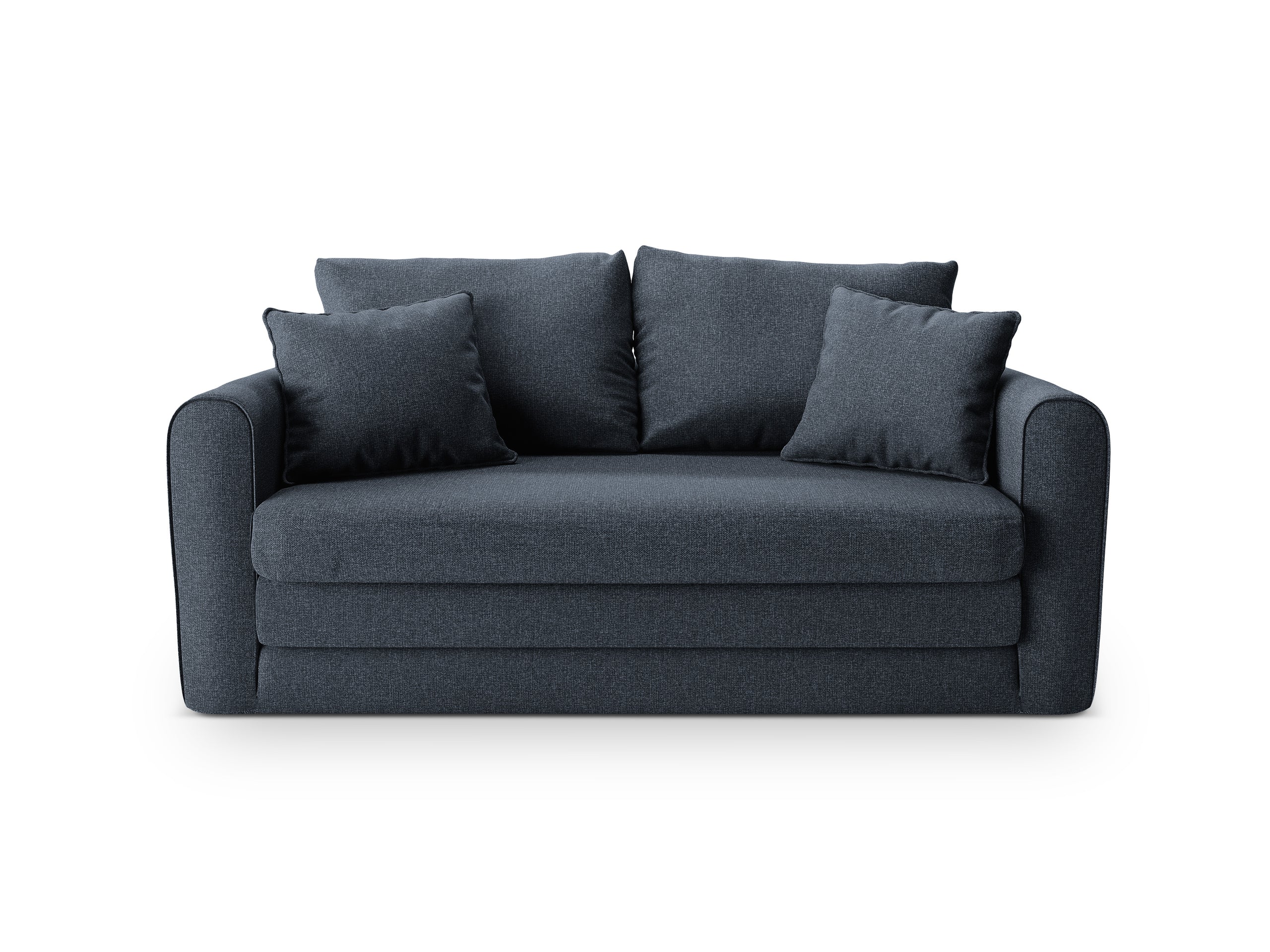 Micadoni Lido rozkladacia dvojmiestna pohovka 158 × 69 cm - Štrukturovaná látka Solid (Sld79) - Tmavomodrá - Variant 69x80x158
