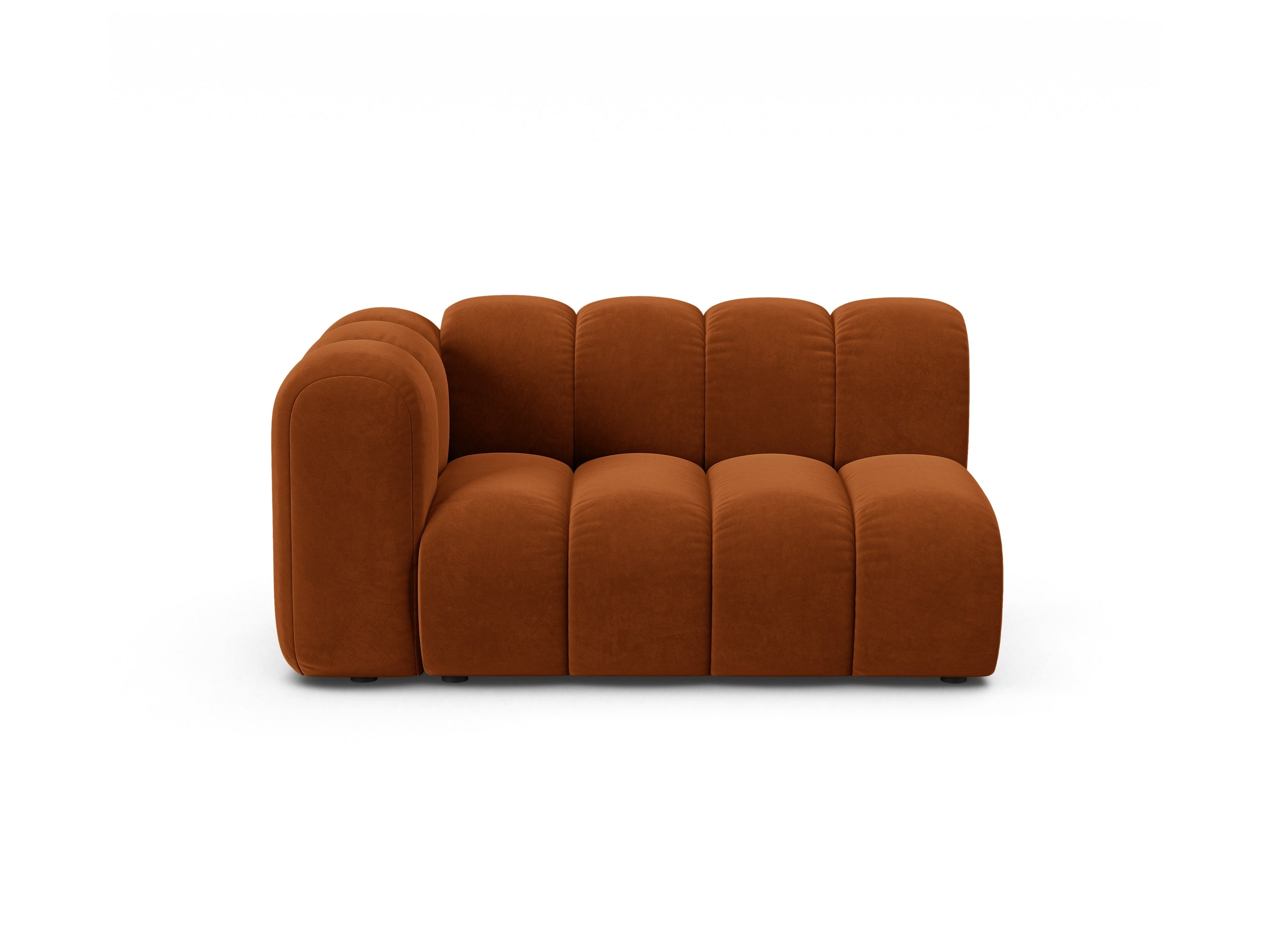 Micadoni Lupine modul sedačky s podrúčkou 145 × 95 cm - Zamat Salvador (Sal14) - Terakotová - Ľavé prevedenie