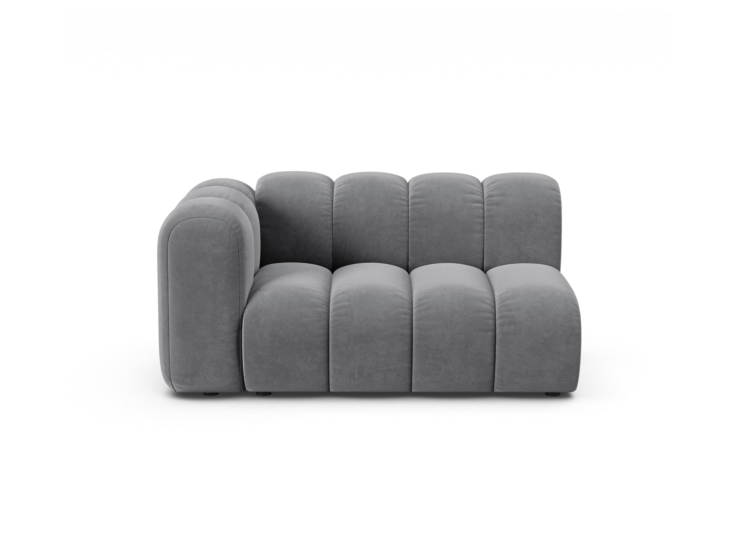 Micadoni Lupine modul sedačky s podrúčkou 145 × 95 cm - Zamat Salvador (Sal17) - Sivá - Ľavé prevedenie