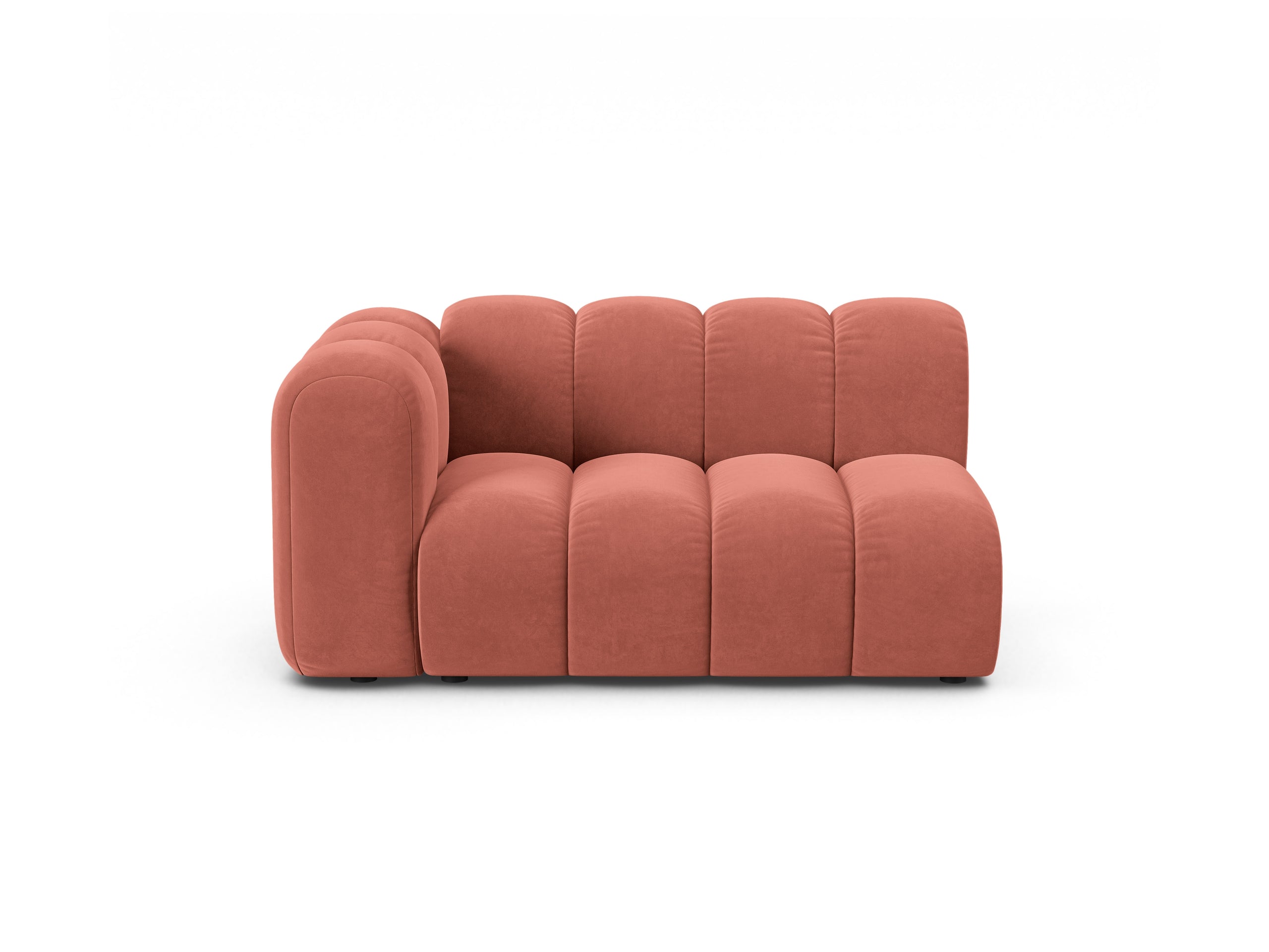 Micadoni Lupine modul sedačky s podrúčkou 145 × 95 cm - Zamat Salvador (Sal12) - Koralová - Ľavé prevedenie