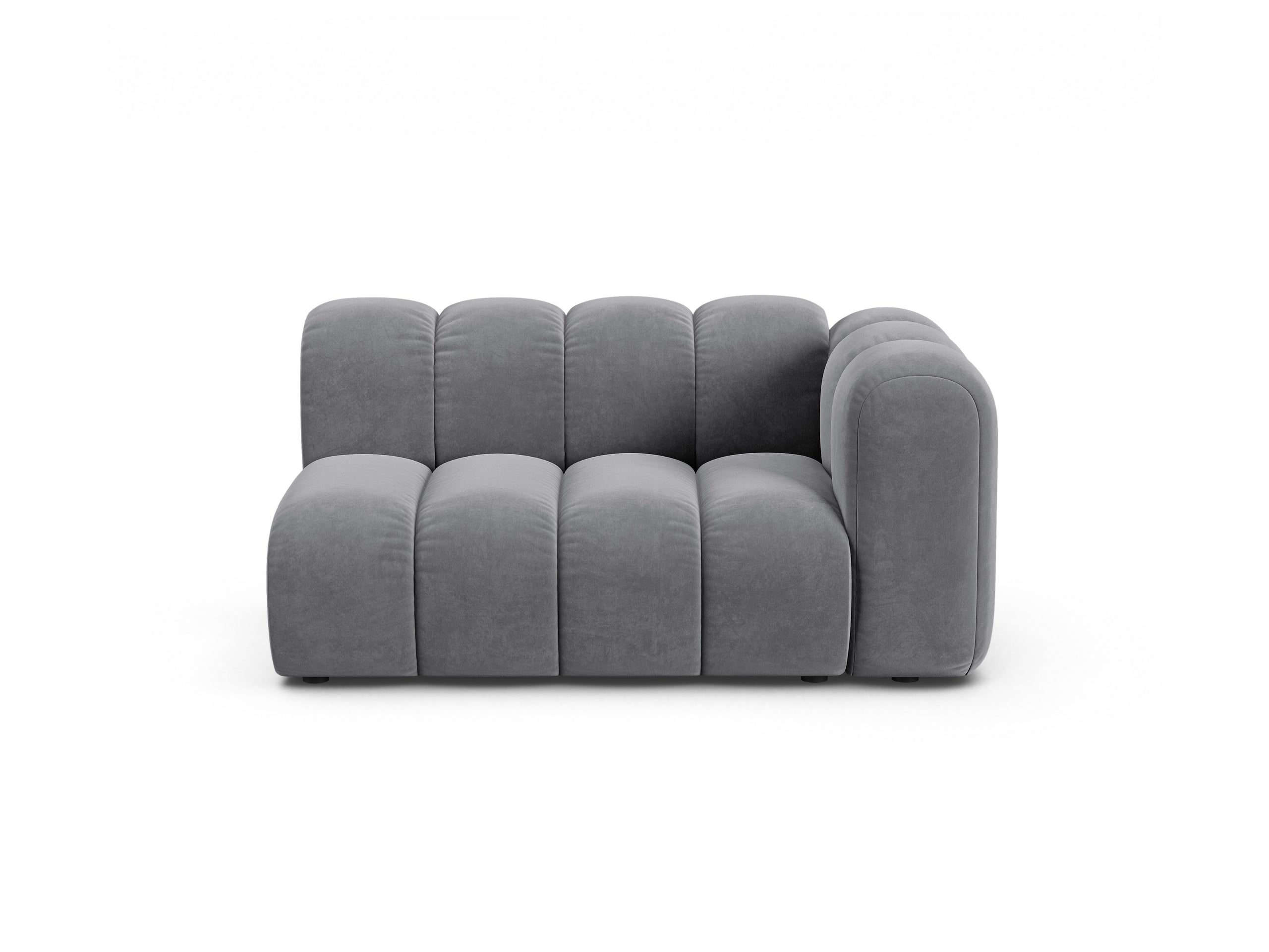 Micadoni Lupine modul sedačky s podrúčkou 145 × 95 cm - Zamat Salvador (Sal17) - Sivá - Pravé prevedenie
