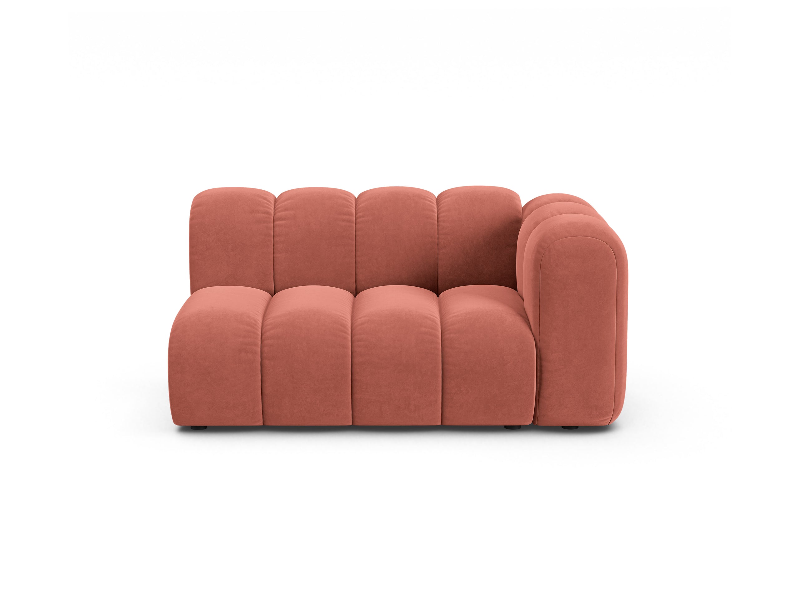 Micadoni Lupine modul sedačky s podrúčkou 145 × 95 cm - Zamat Salvador (Sal12) - Koralová - Pravé prevedenie