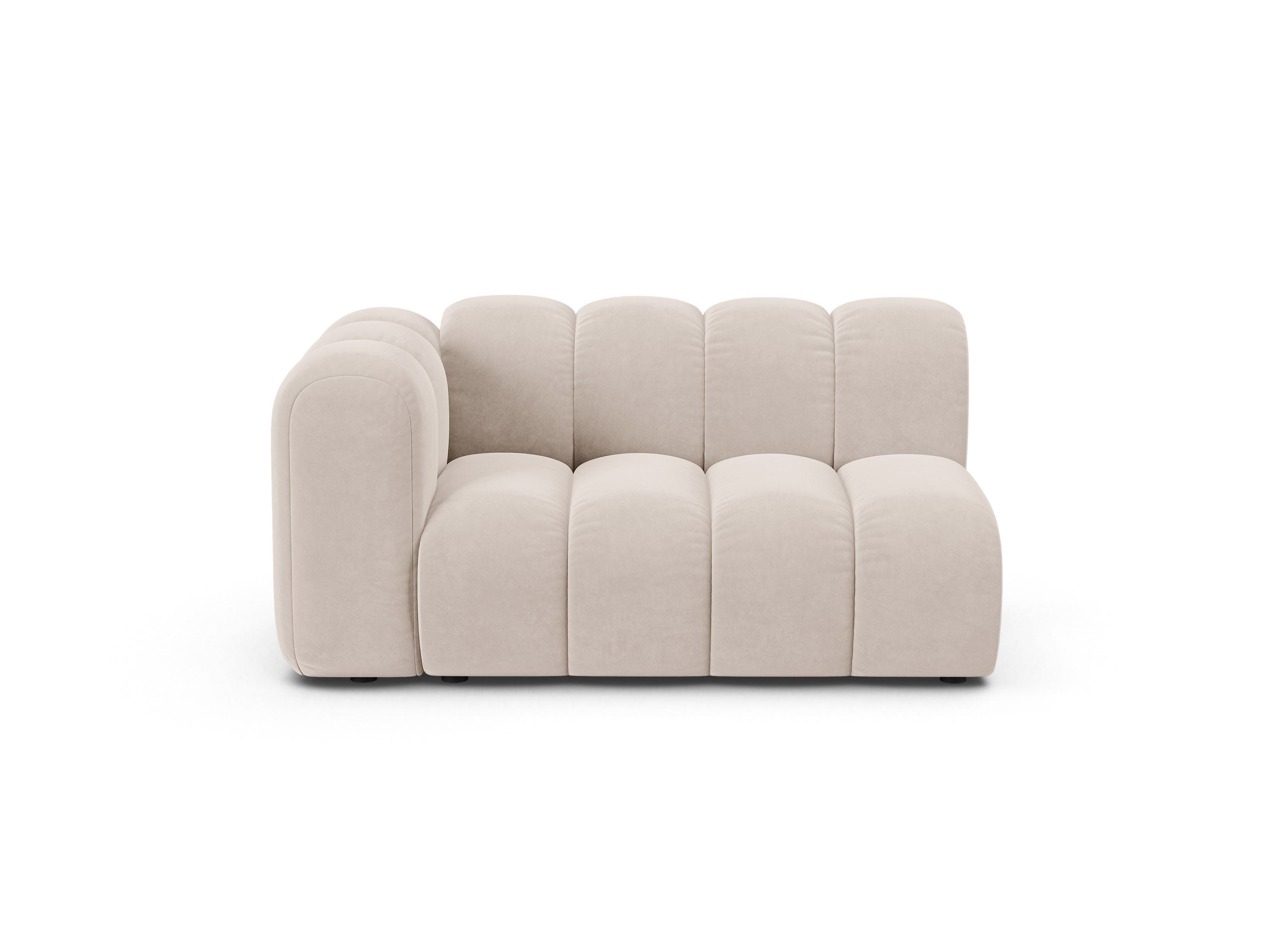 Micadoni Lupine modul sedačky s podrúčkou 145 × 95 cm - Zamat Venus (Ven2927) - Svetlobéžová - Ľavé prevedenie