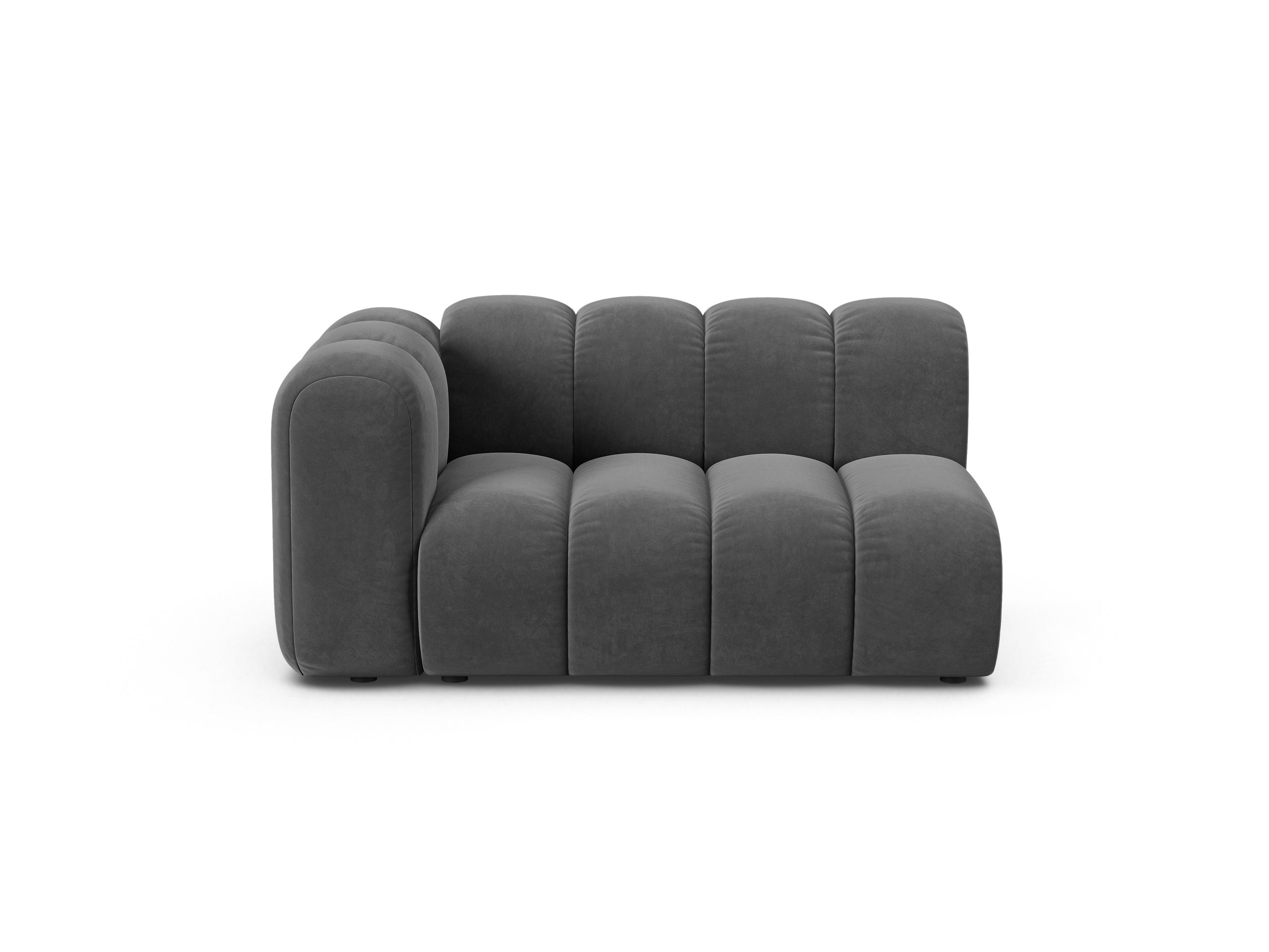 Micadoni Lupine modul sedačky s podrúčkou 145 × 95 cm - Zamat Venus (Ven2930) - Sivá - Ľavé prevedenie