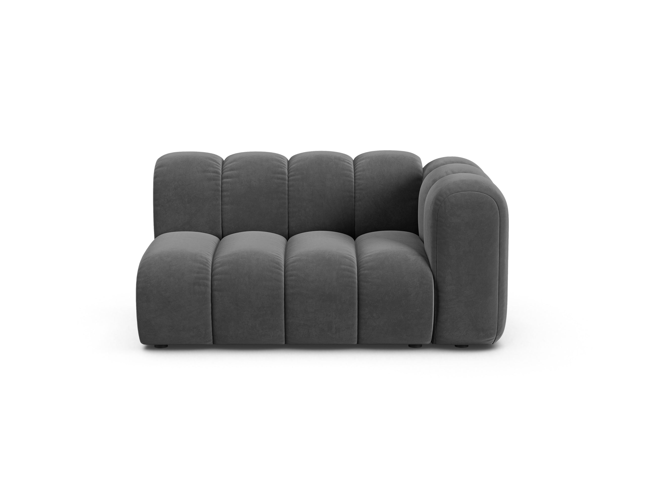 Micadoni Lupine modul sedačky s podrúčkou 145 × 95 cm - Zamat Venus (Ven2930) - Sivá - Pravé prevedenie