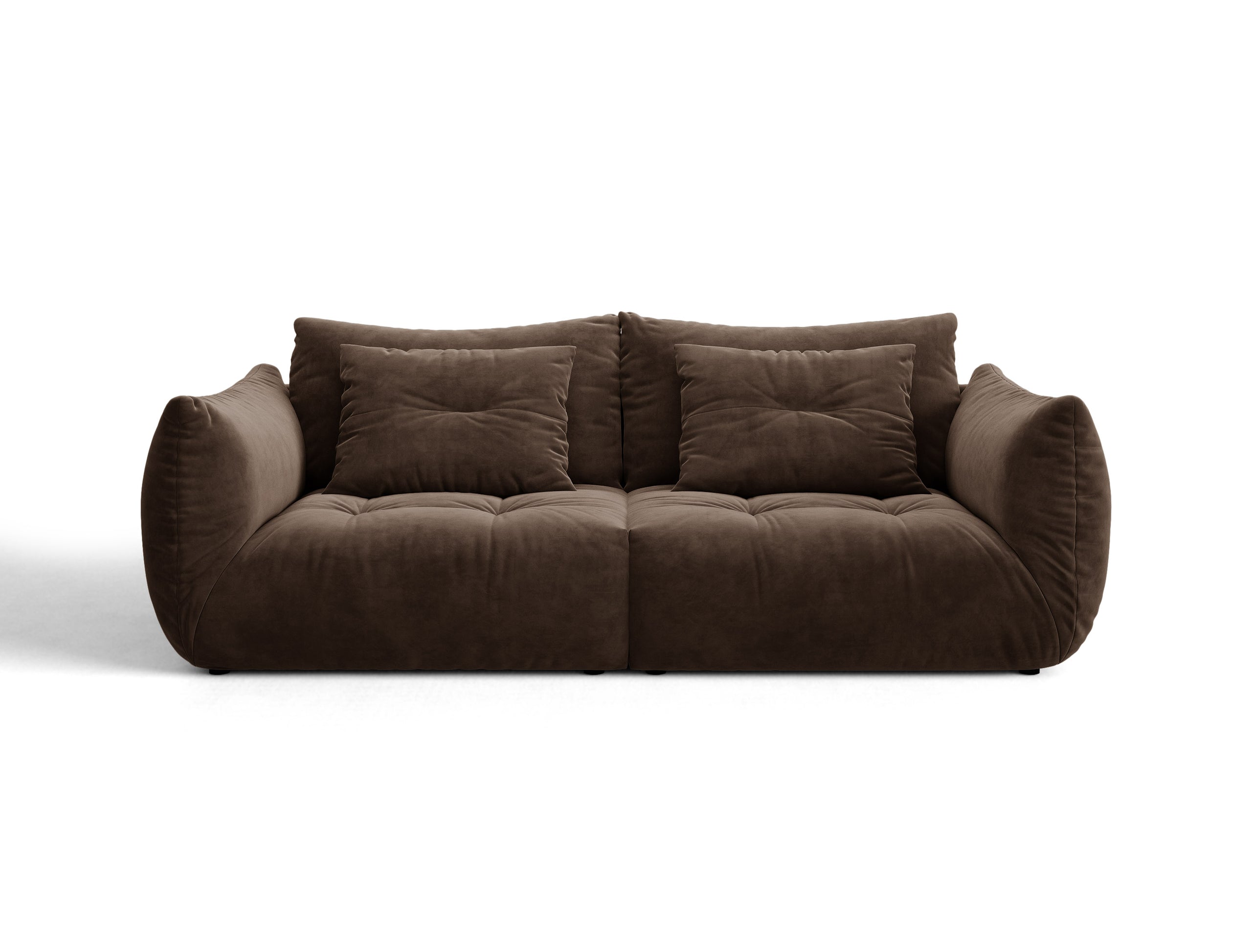 Micadoni Bloom trojmiestna pohovka 232 × 107 cm - Zamat Bluvel (Blu48) - Tmavohnedá