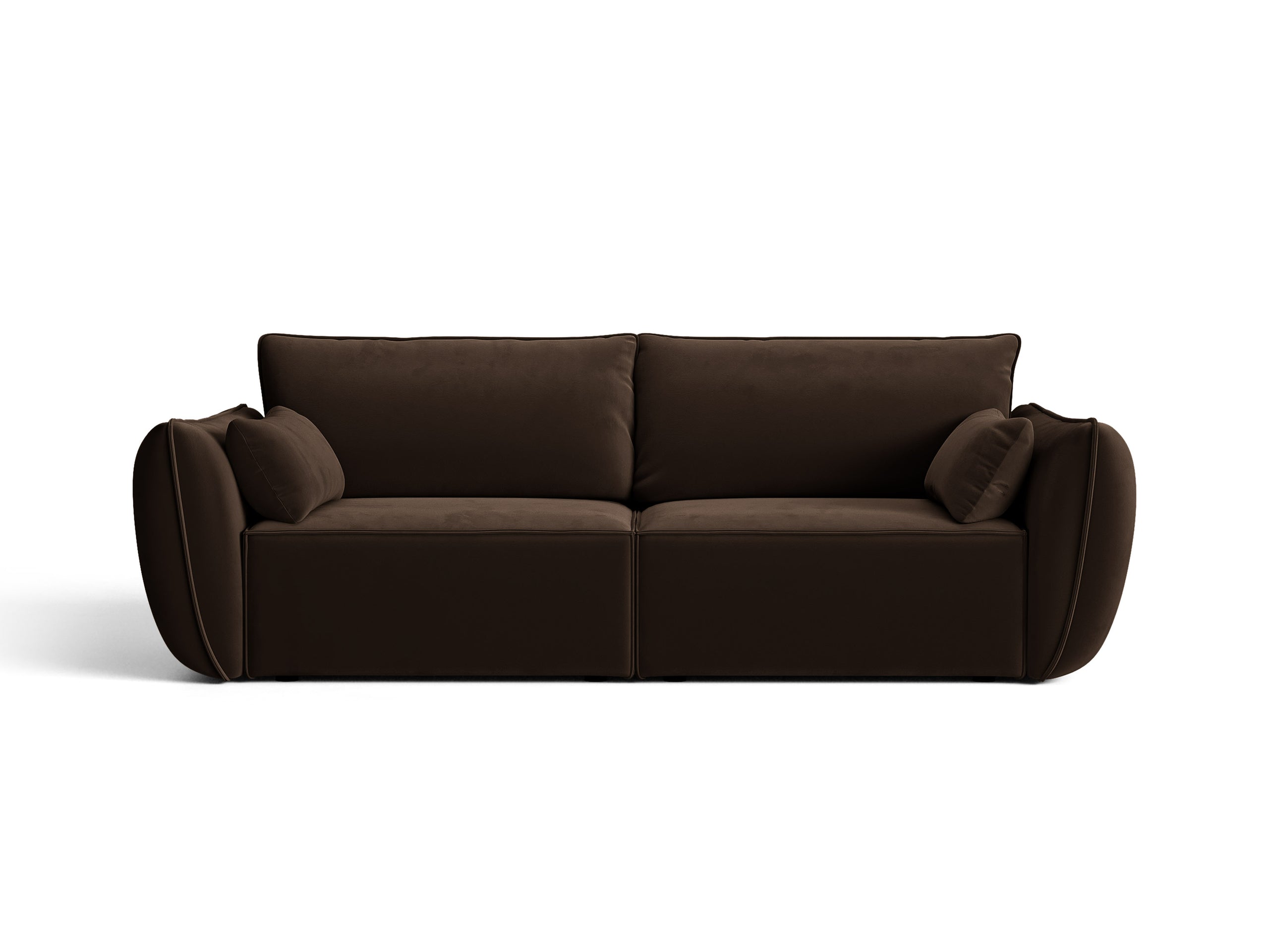 Micadoni Kaelle trojmiestna pohovka 208 × 110 cm - Zamat Bluvel (Blu48) - Tmavohnedá