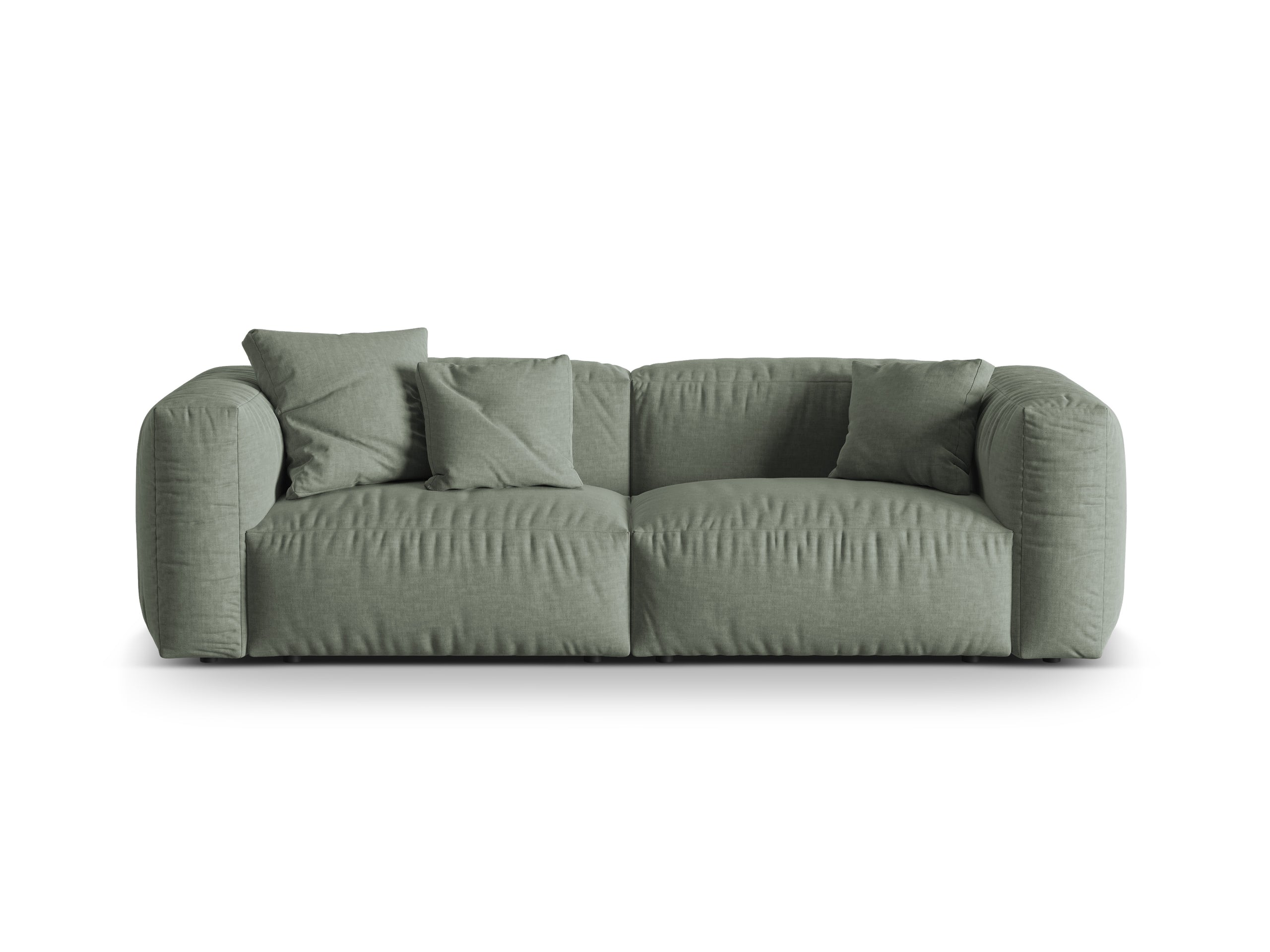Micadoni Martina trojmiestna pohovka - Štrukturovaná látka Boston (Bowagreen) - Machovozelená - Nohy: Čierny plast - Variant 76 cm