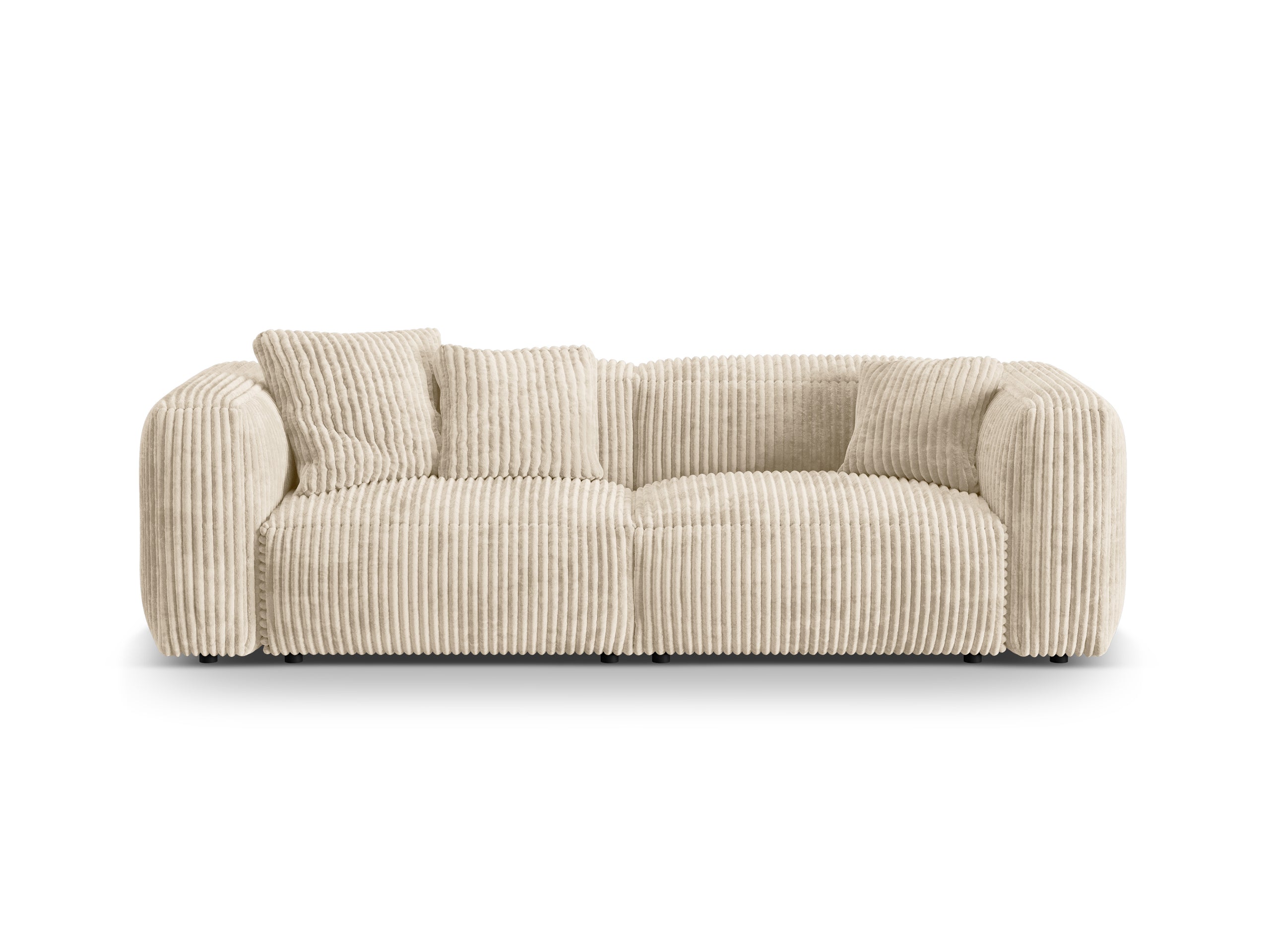 Micadoni Martina trojmiestna pohovka - Menčester Tilia (Til03) - Svetlobéžová - Nohy: Čierny plast - Variant 76 cm