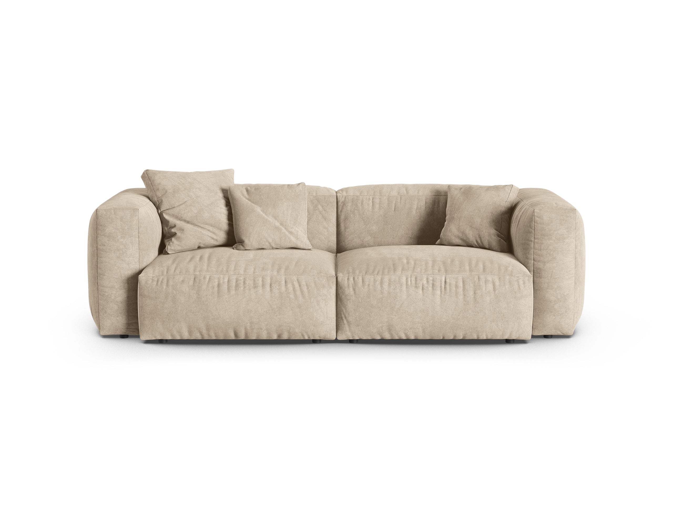 Micadoni Martina trojmiestna pohovka - Zamat Vogue (Vog1) - Svetlobéžová - Nohy: Čierny plast - Variant 90 cm
