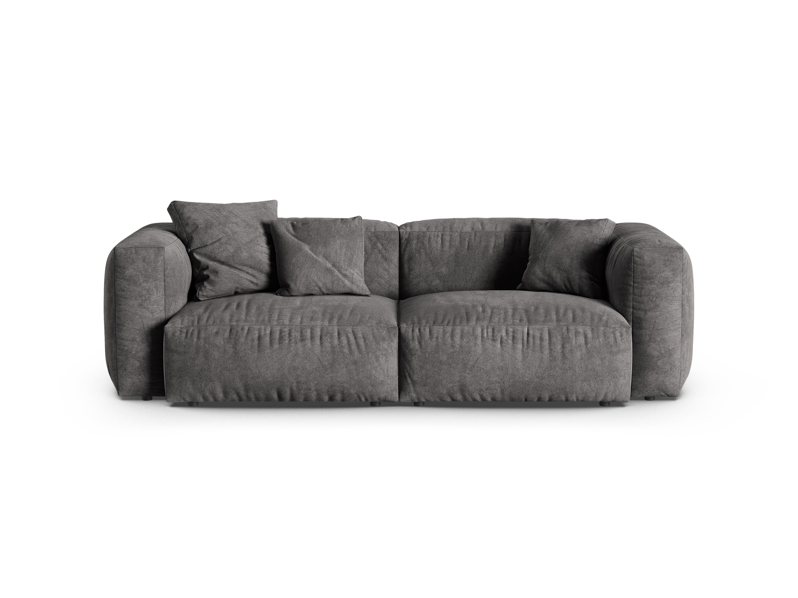 Micadoni Martina trojmiestna pohovka - Zamat Vogue (Vog15) - Sivá - Nohy: Čierny plast - Variant 90 cm